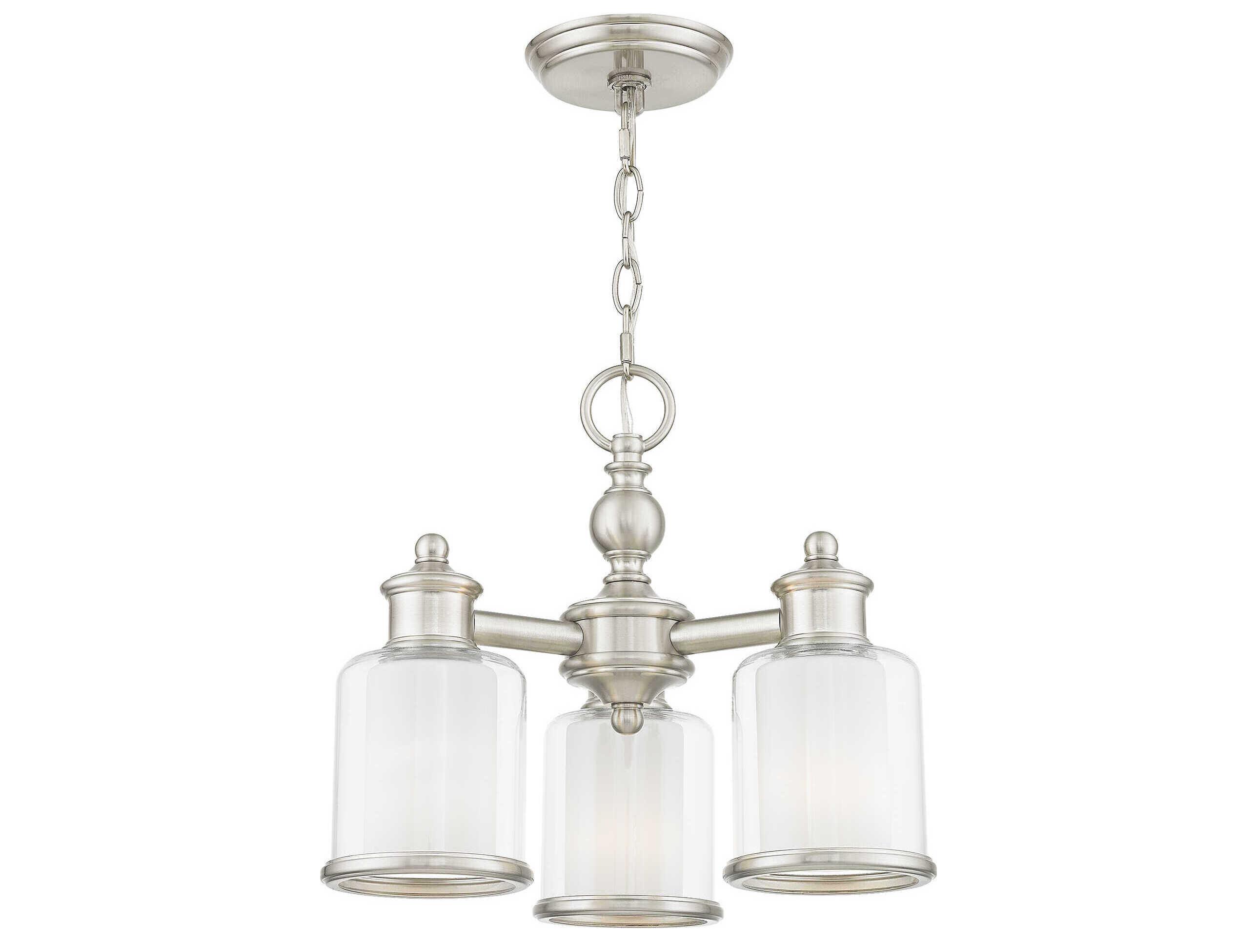 Livex Lighting Middlebush 3-Light Brushed Nickel Glass Cylinder Chandelier