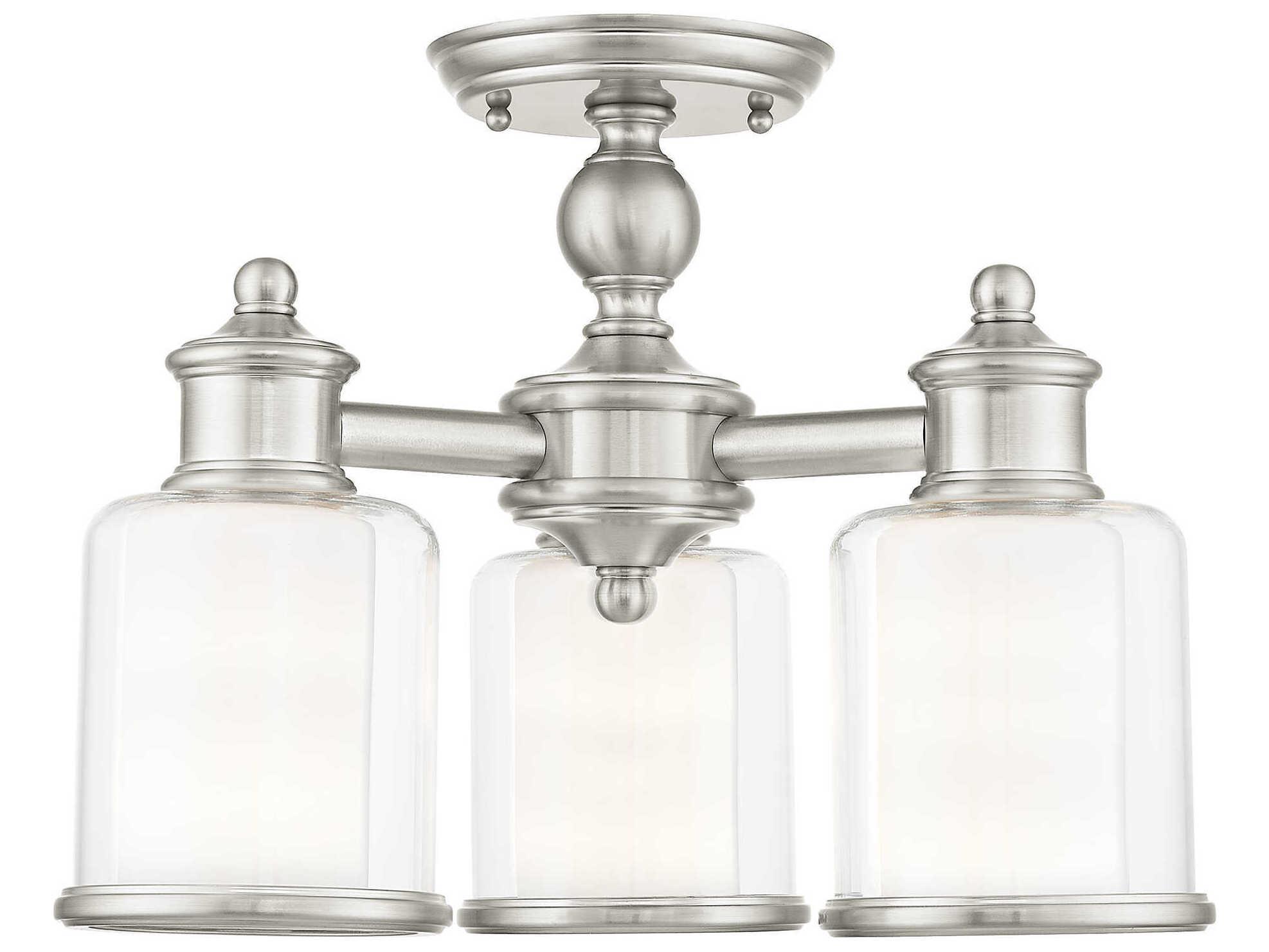 Livex Lighting Middlebush 3-Light Brushed Nickel Glass Cylinder Chandelier