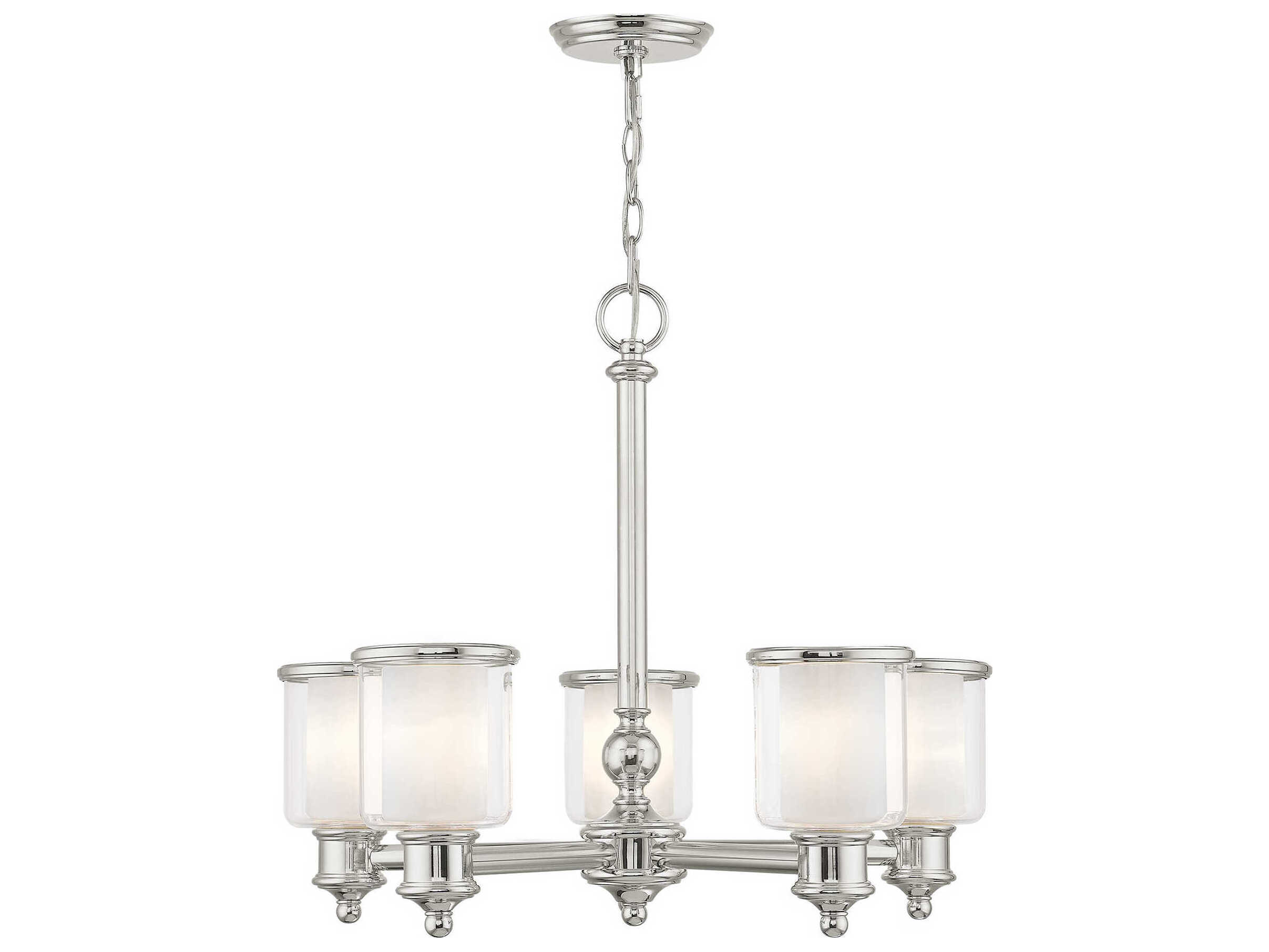 Livex Lighting Middlebush 5-Light Polished Nickel Glass Cylinder Chandelier