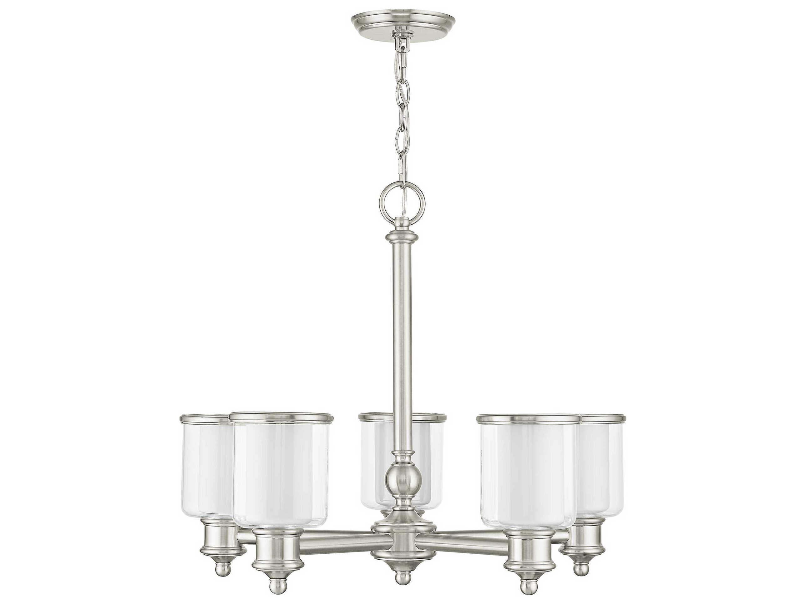 Livex Lighting Middlebush 5-Light Brushed Nickel Glass Cylinder Chandelier