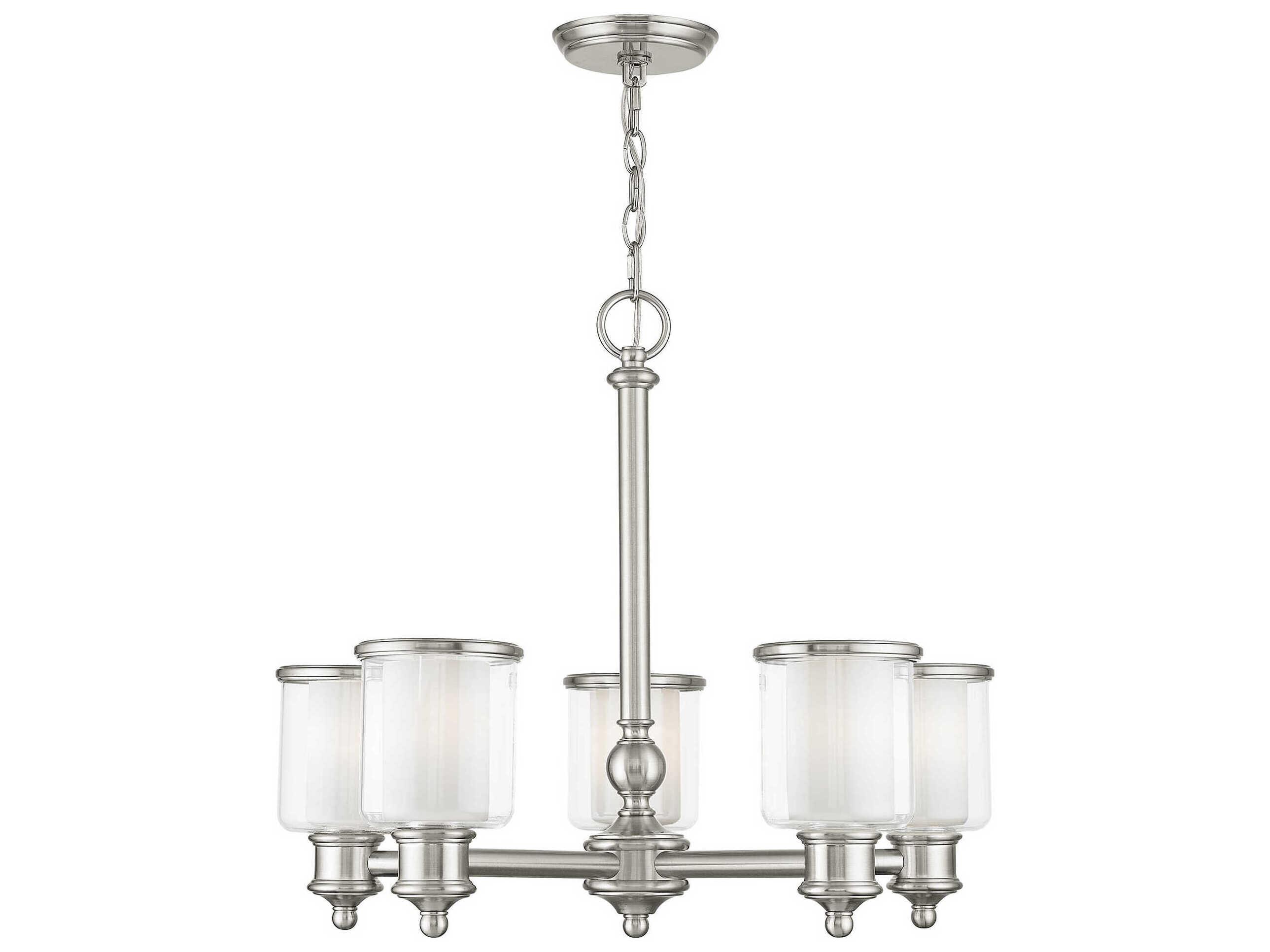 Livex Lighting Middlebush 5-Light Brushed Nickel Glass Cylinder Chandelier