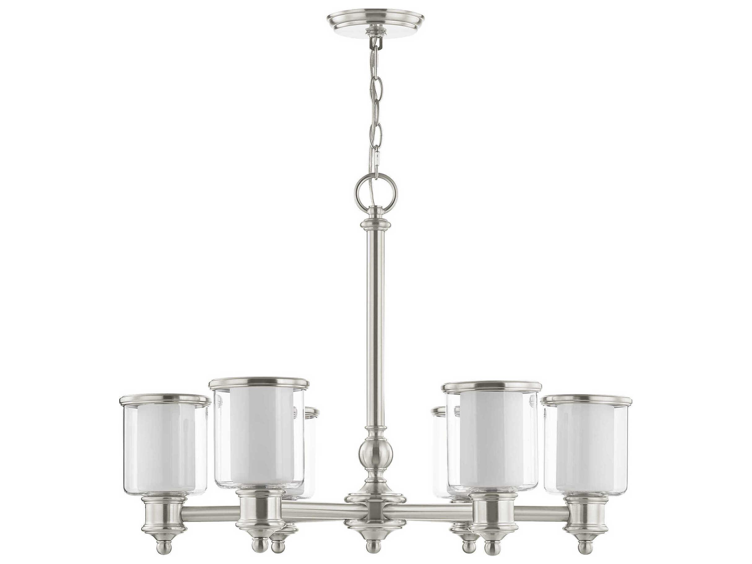 Livex Lighting Middlebush 6-Light Brushed Nickel Glass Cylinder Chandelier