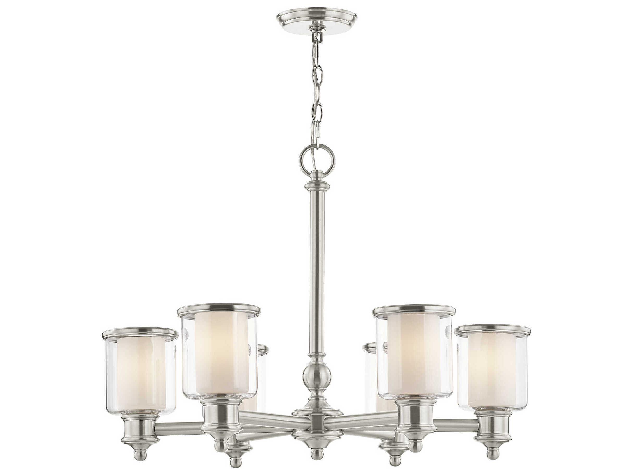 Livex Lighting Middlebush 6-Light Brushed Nickel Glass Cylinder Chandelier
