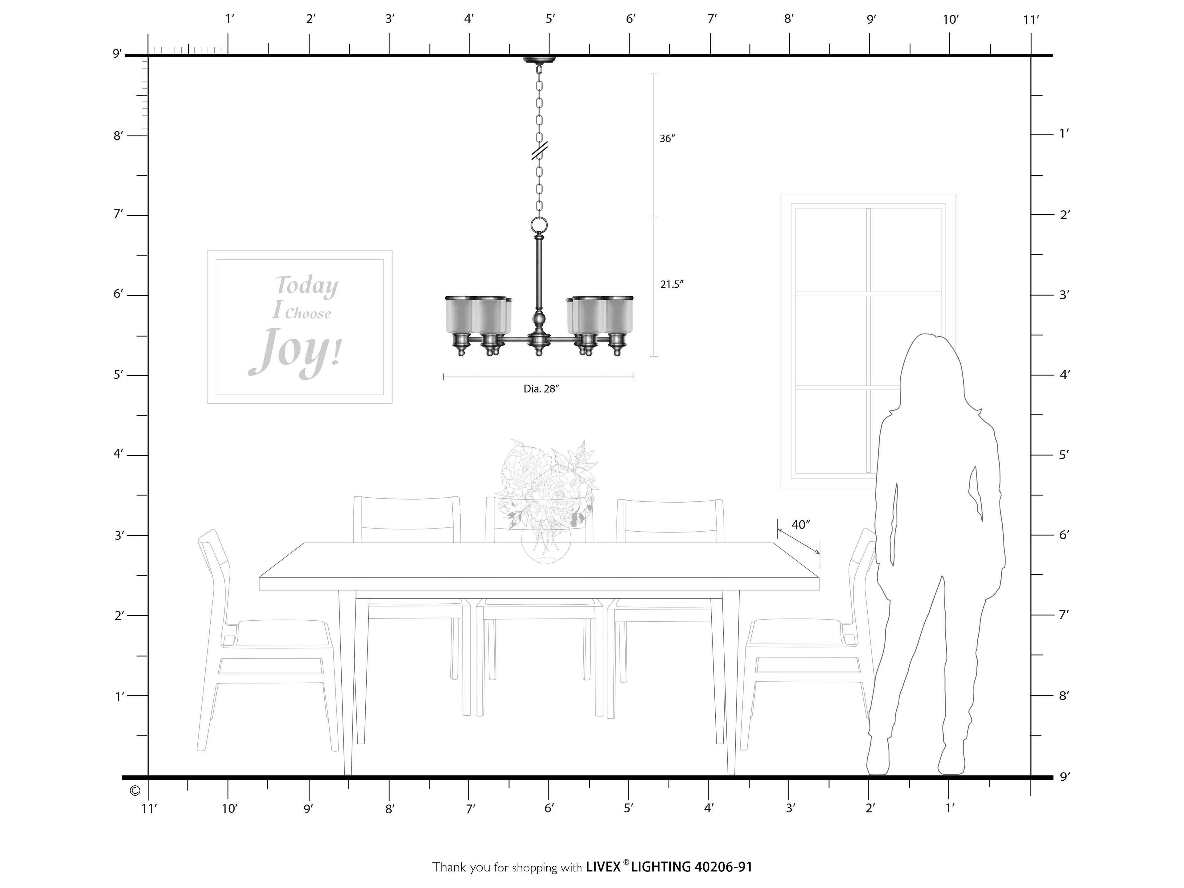 Livex Lighting Middlebush 6-Light Brushed Nickel Glass Cylinder Chandelier