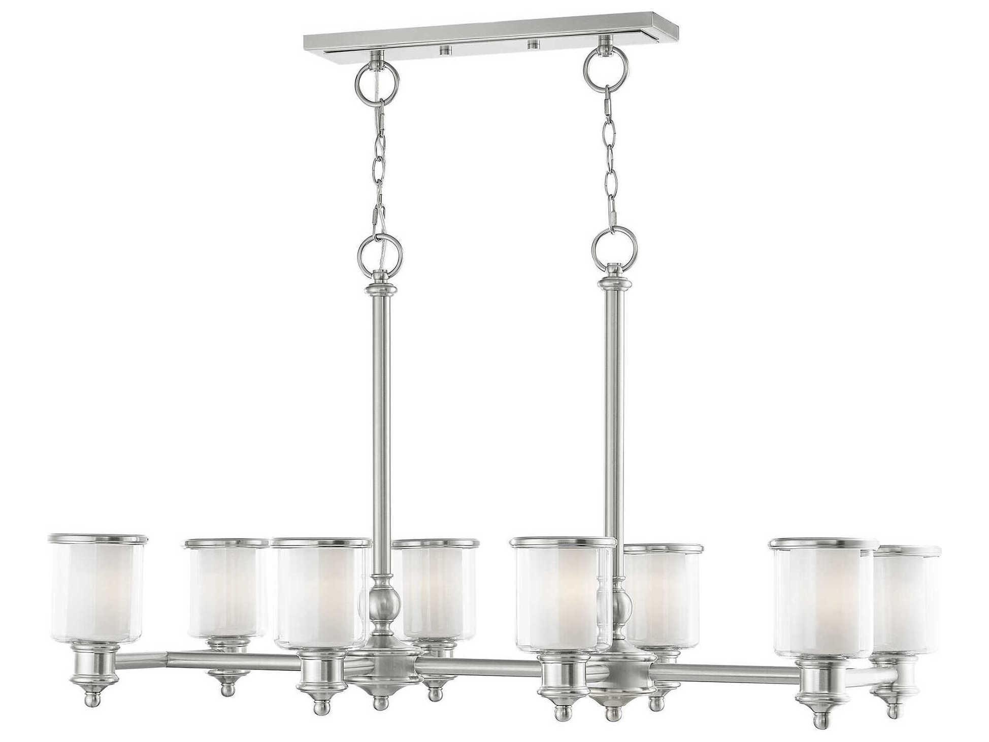 Livex Lighting Middlebush 8-Light Brushed Nickel Glass Cylinder Island Pendant
