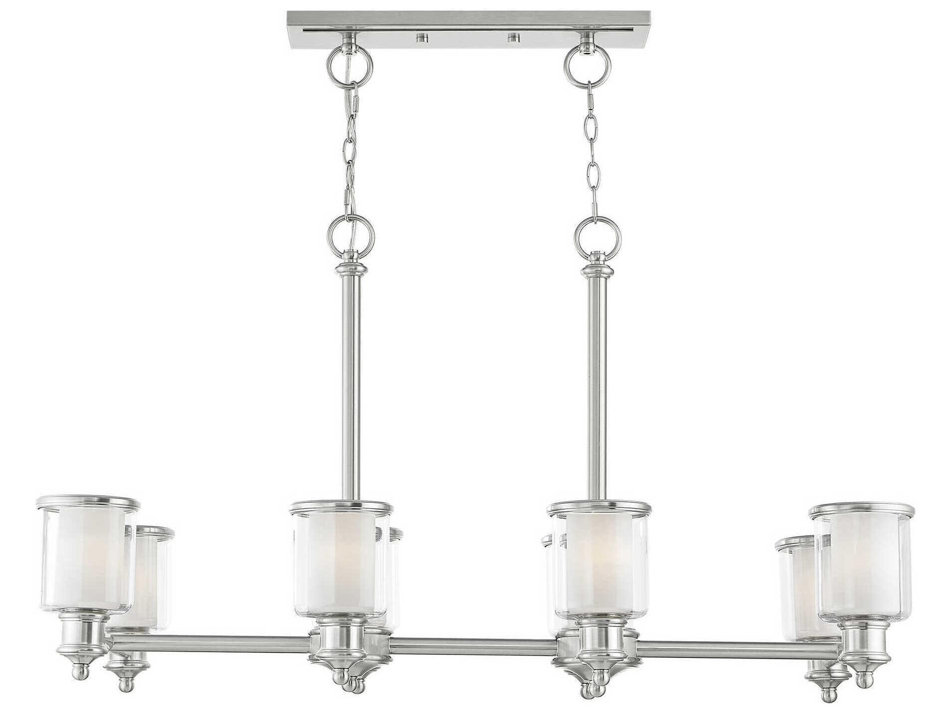 Livex Lighting Middlebush 8-Light Brushed Nickel Glass Cylinder Island Pendant