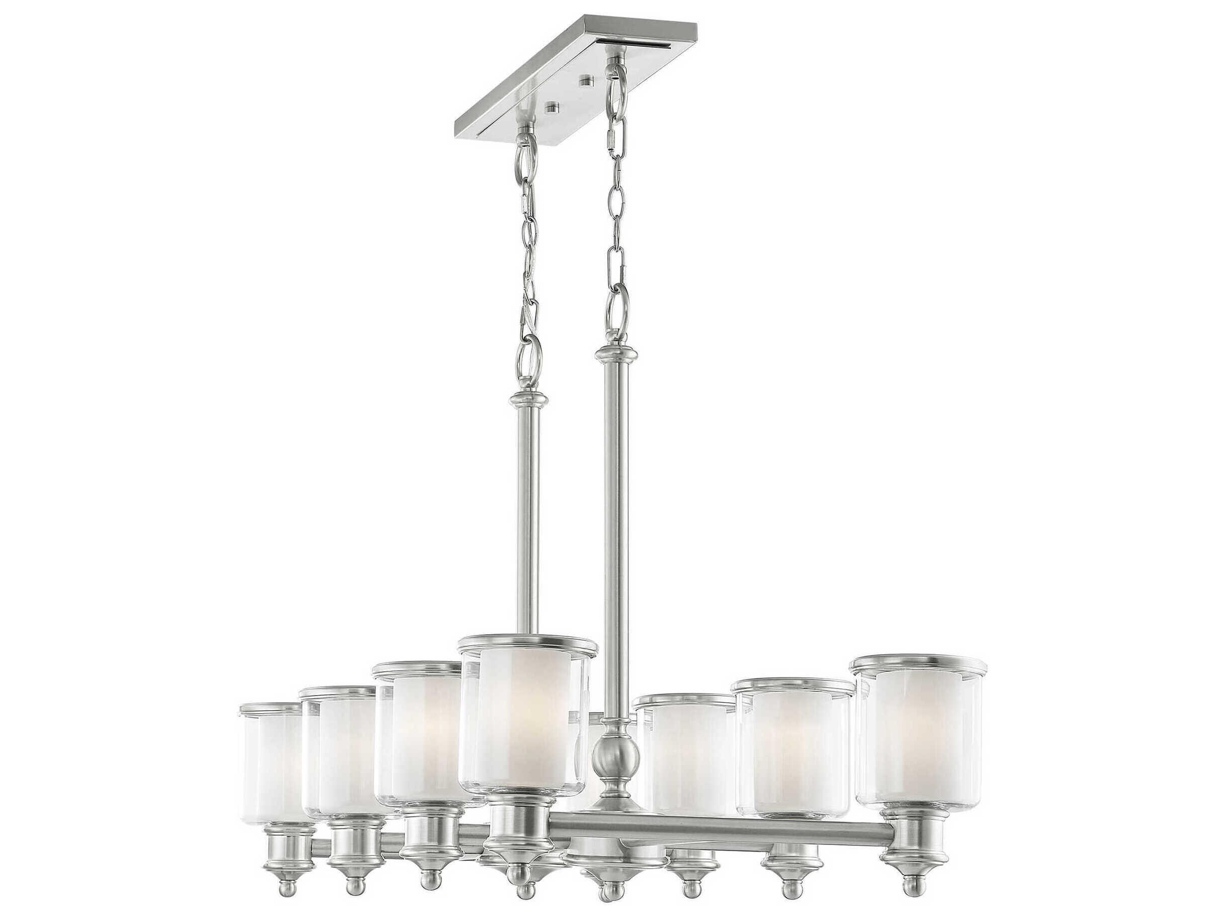 Livex Lighting Middlebush 8-Light Brushed Nickel Glass Cylinder Island Pendant