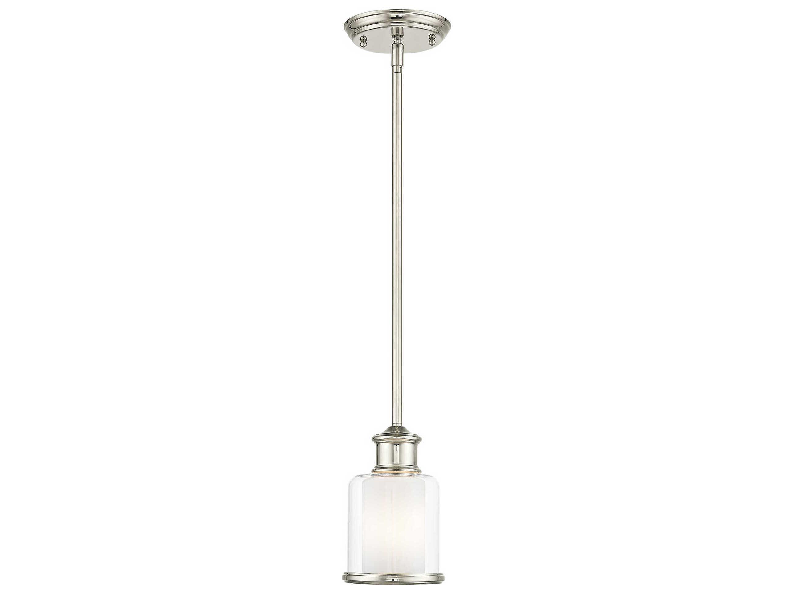 Livex Lighting Middlebush 1-Light Polished Nickel Glass Cylinder Mini Pendant
