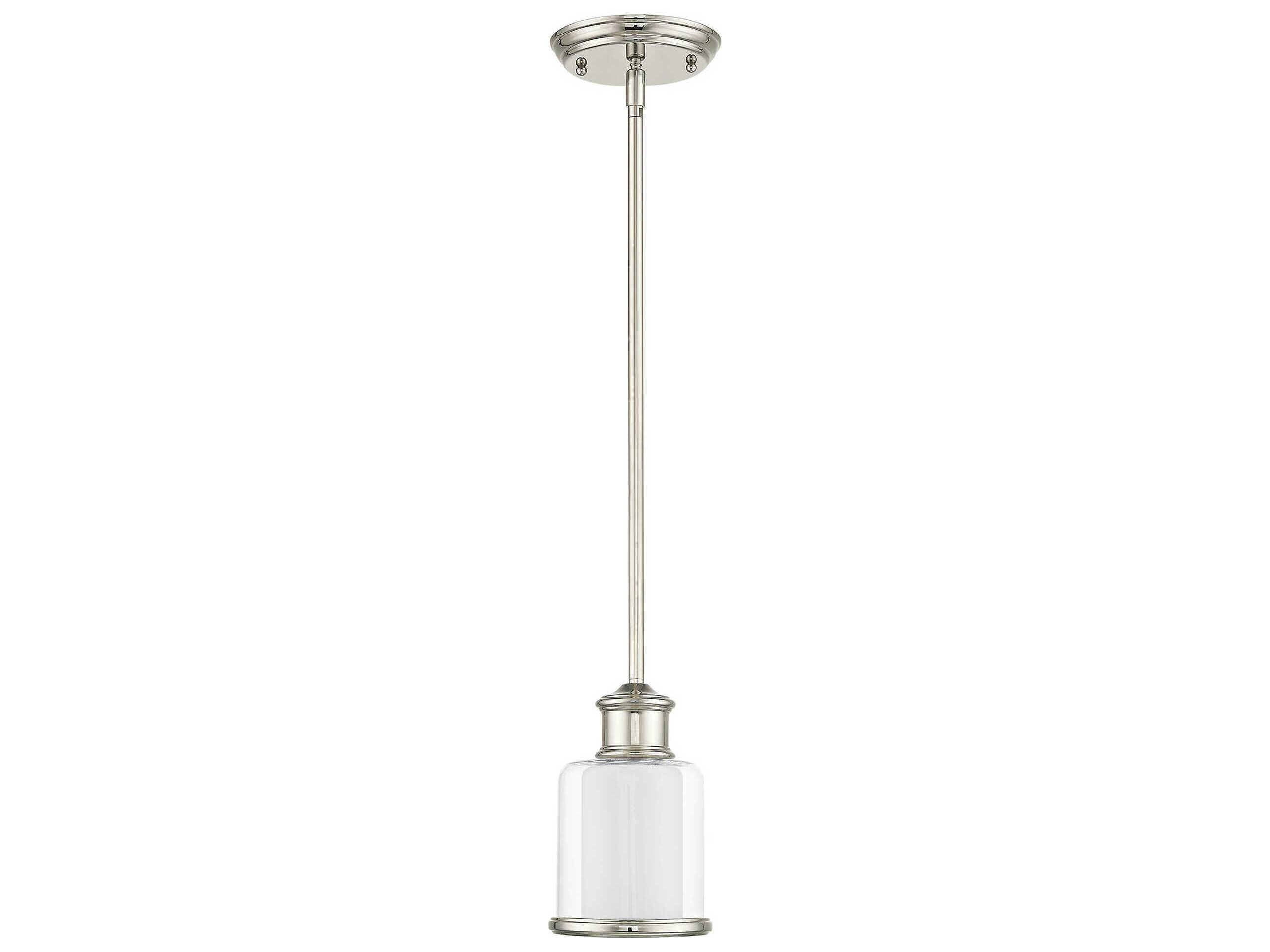 Livex Lighting Middlebush 1-Light Polished Nickel Glass Cylinder Mini Pendant