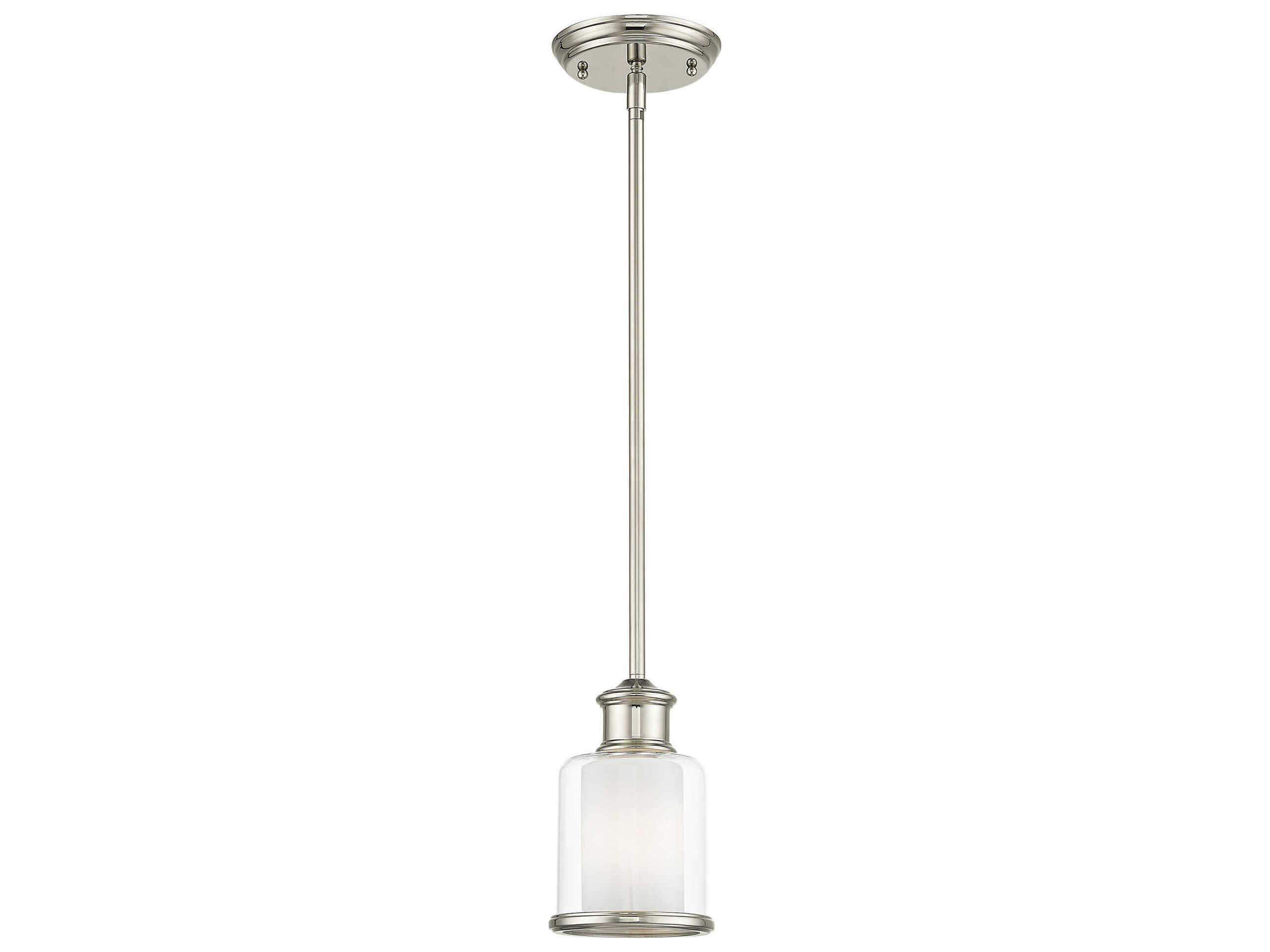 Livex Lighting Middlebush 1-Light Polished Nickel Glass Cylinder Mini Pendant