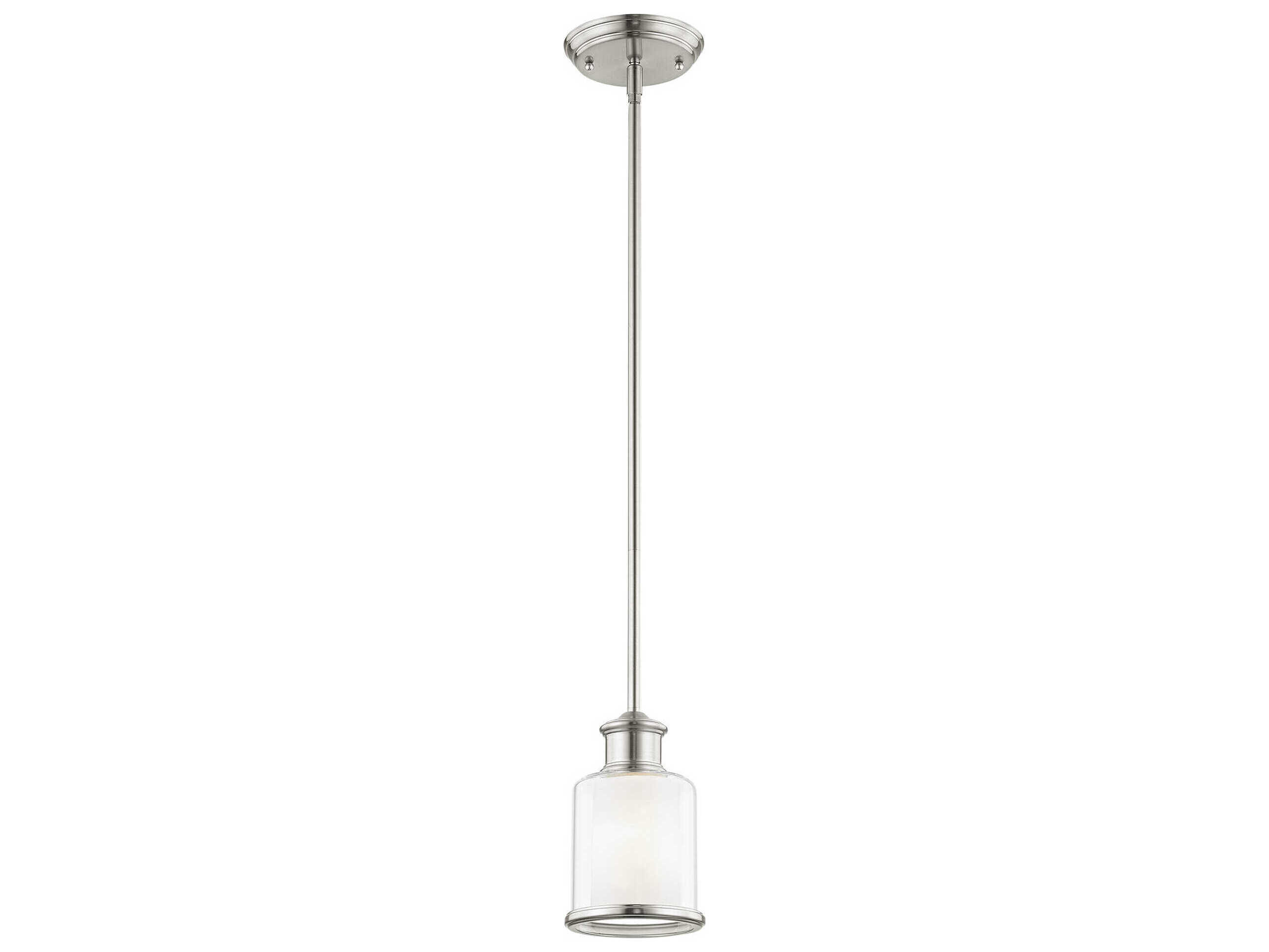 Livex Lighting Middlebush 1-Light Brushed Nickel Glass Cylinder Mini Pendant