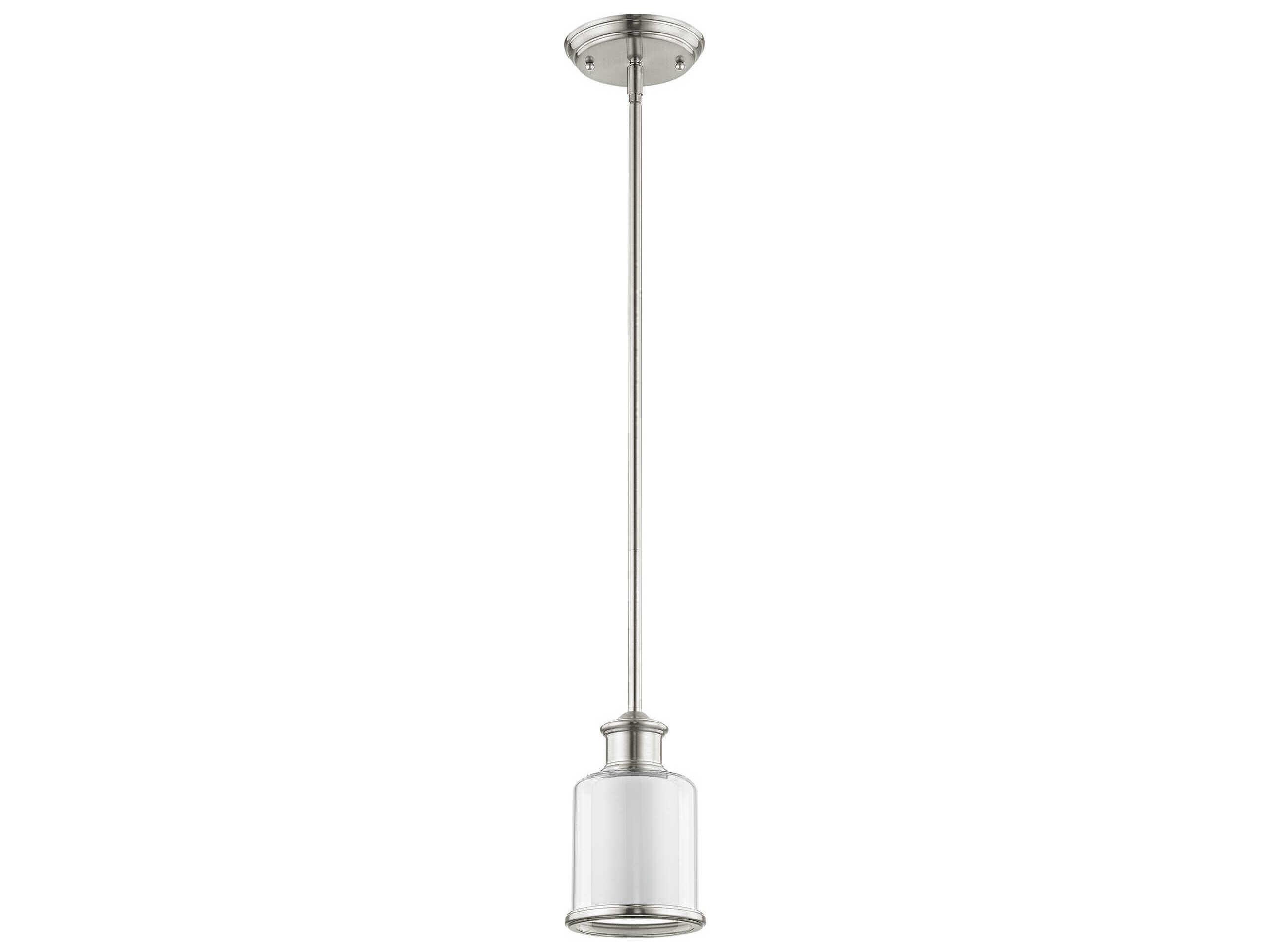 Livex Lighting Middlebush 1-Light Brushed Nickel Glass Cylinder Mini Pendant