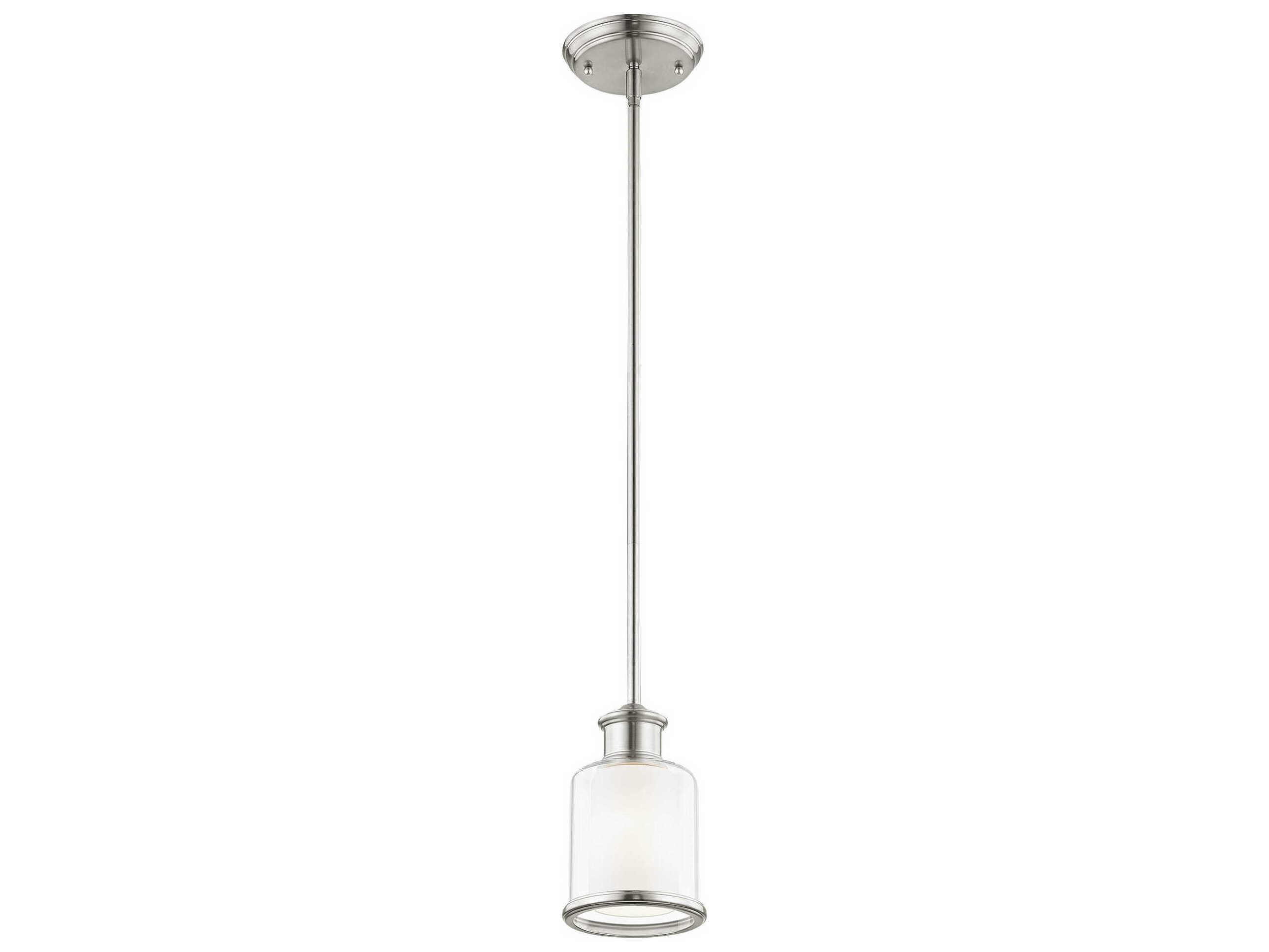 Livex Lighting Middlebush 1-Light Brushed Nickel Glass Cylinder Mini Pendant