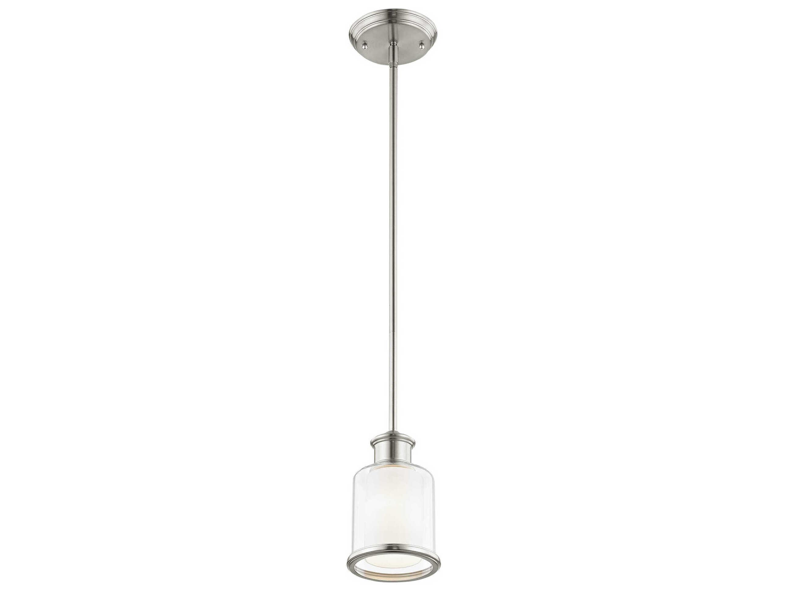 Livex Lighting Middlebush 1-Light Brushed Nickel Glass Cylinder Mini Pendant