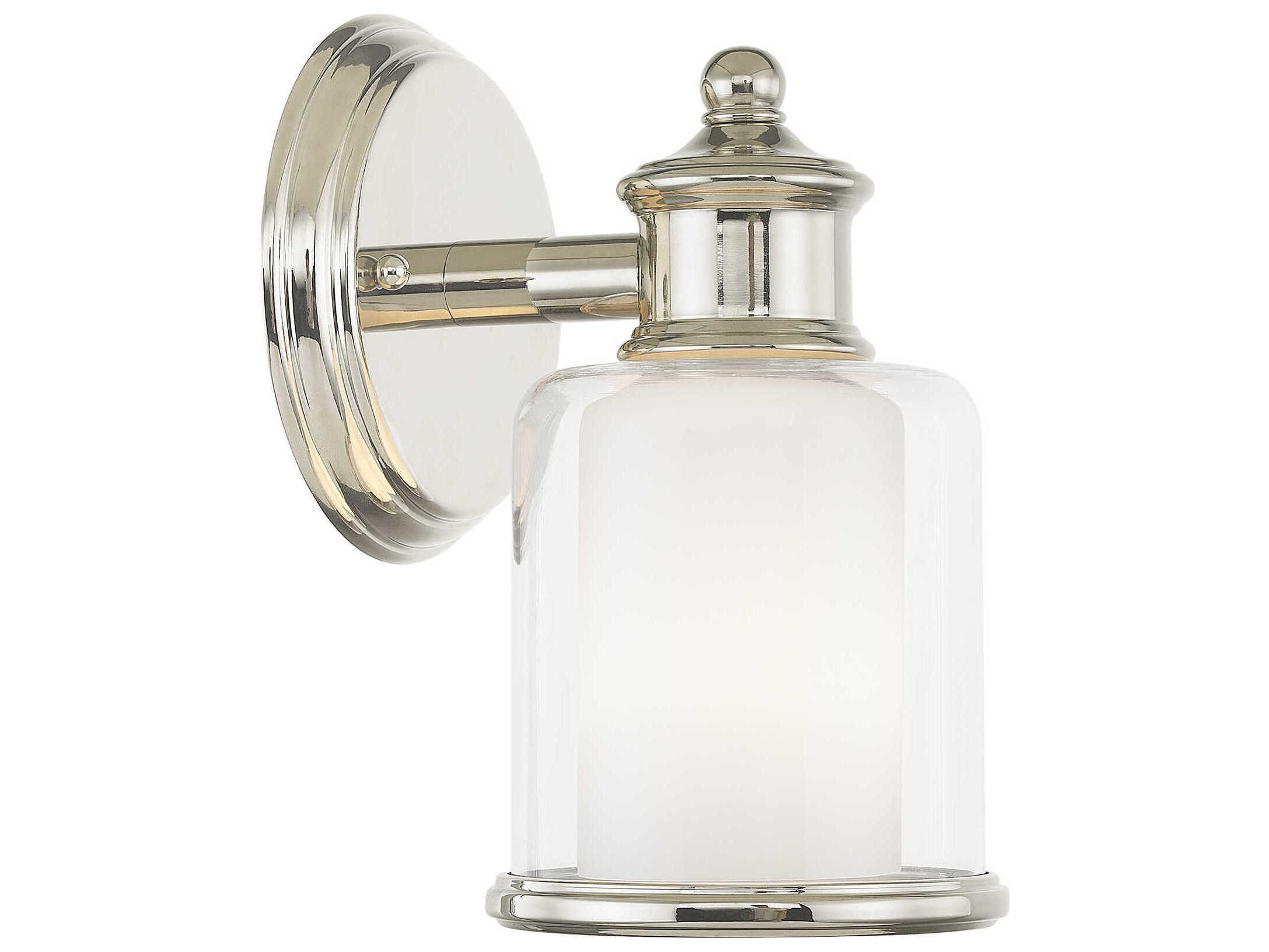 Livex Lighting Middlebush 1-Light Polished Nickel Glass Wall Sconce