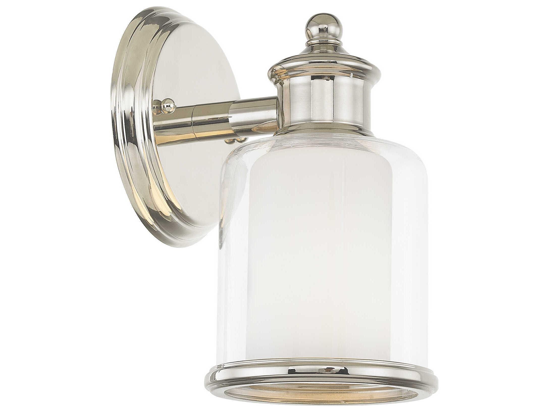 Livex Lighting Middlebush 1-Light Polished Nickel Glass Wall Sconce