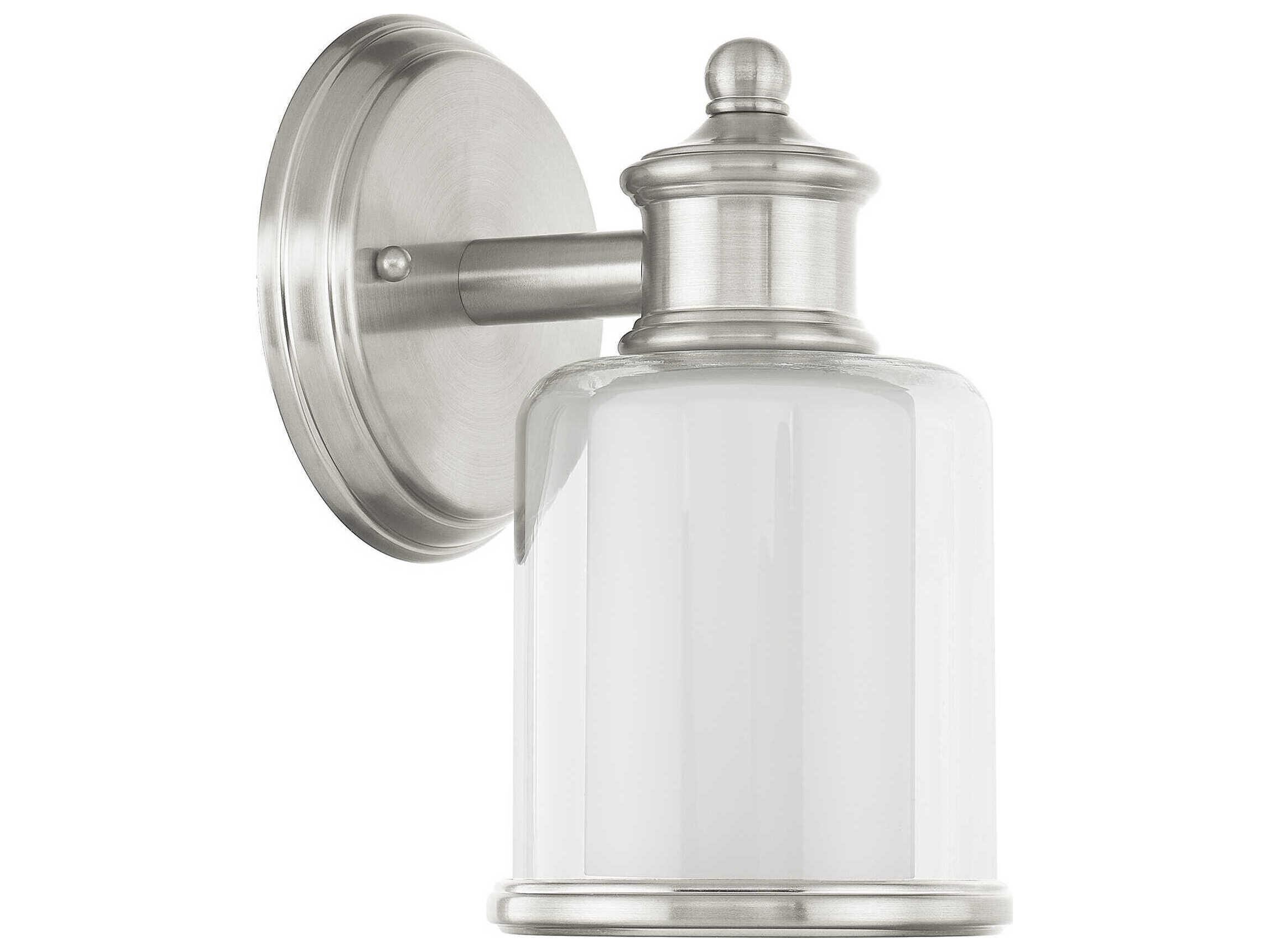 Livex Lighting Middlebush 1-Light Brushed Nickel Glass Wall Sconce
