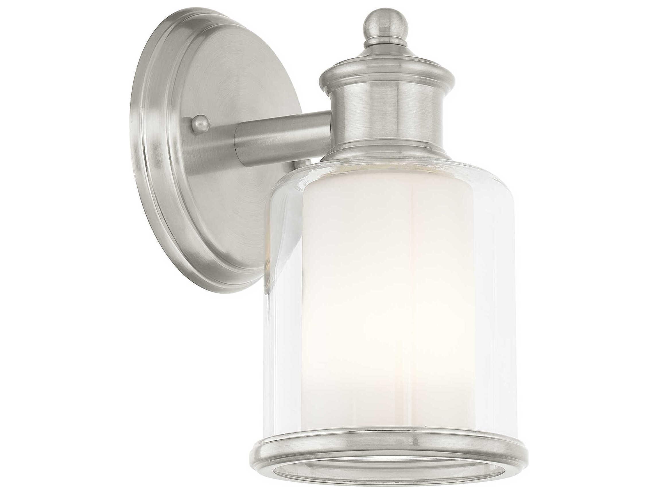 Livex Lighting Middlebush 1-Light Brushed Nickel Glass Wall Sconce
