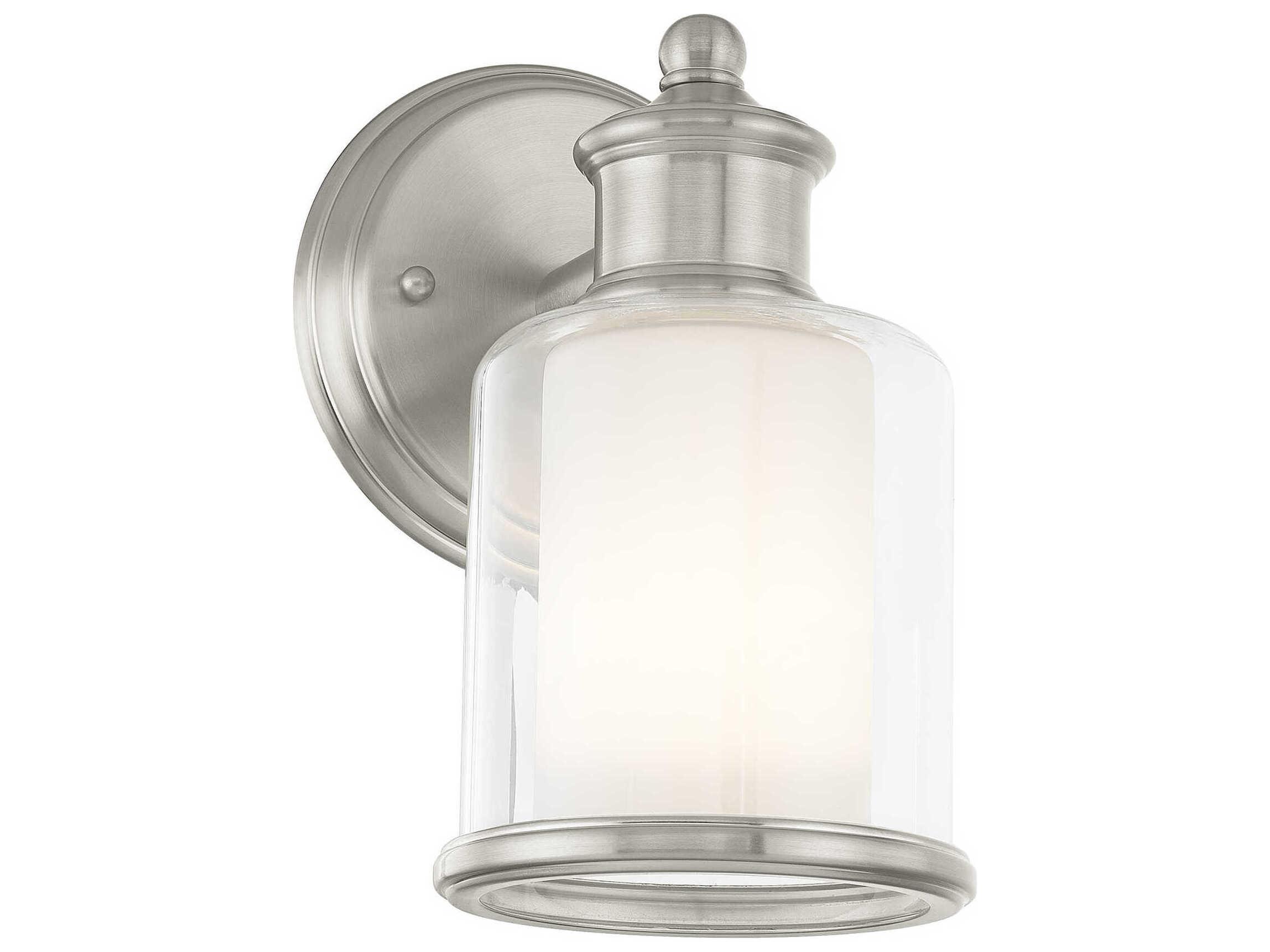 Livex Lighting Middlebush 1-Light Brushed Nickel Glass Wall Sconce
