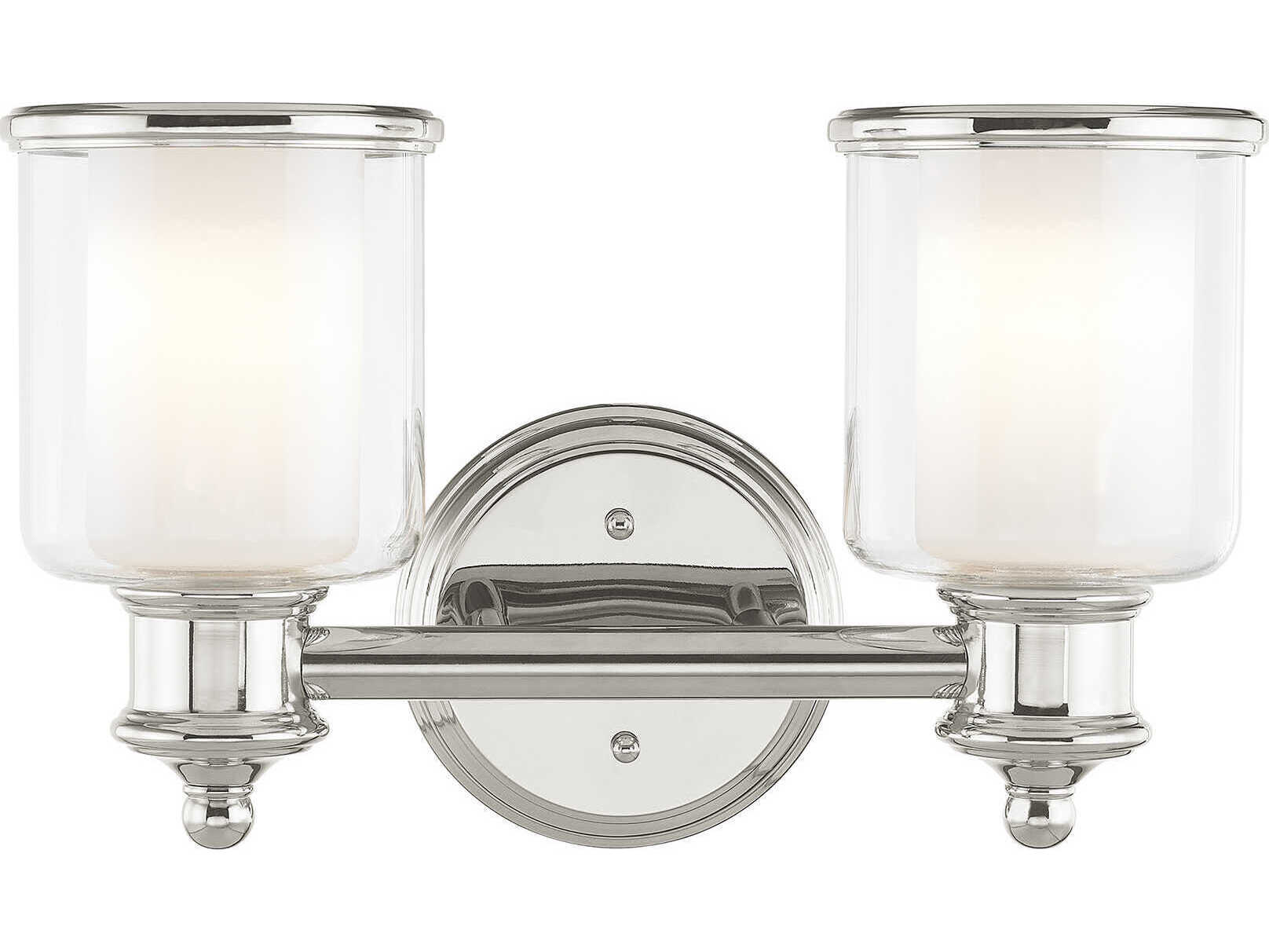 Livex Lighting Middlebush 2-Light Polished Nickel Glass Vanity Light