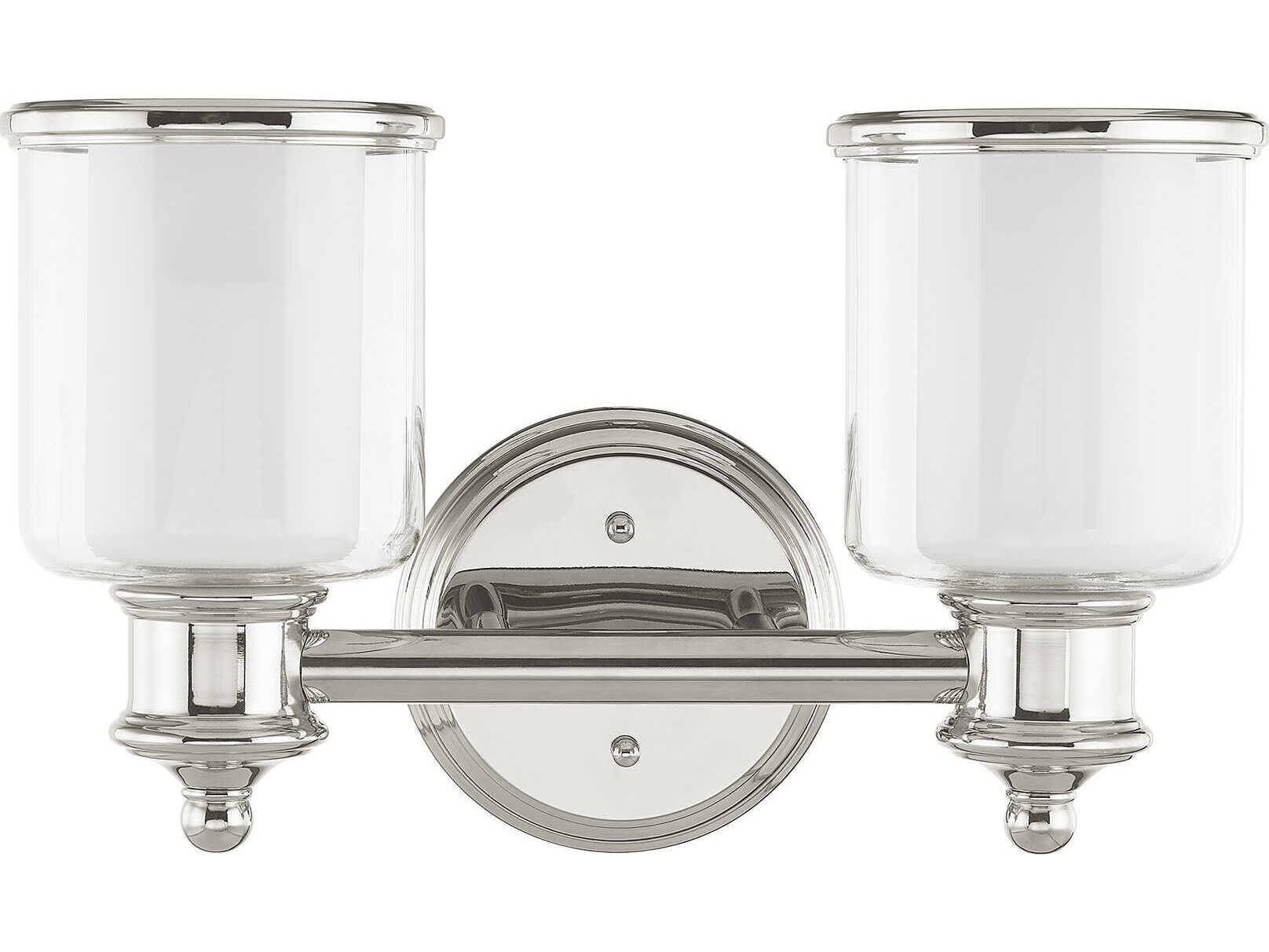 Livex Lighting Middlebush 2-Light Polished Nickel Glass Vanity Light