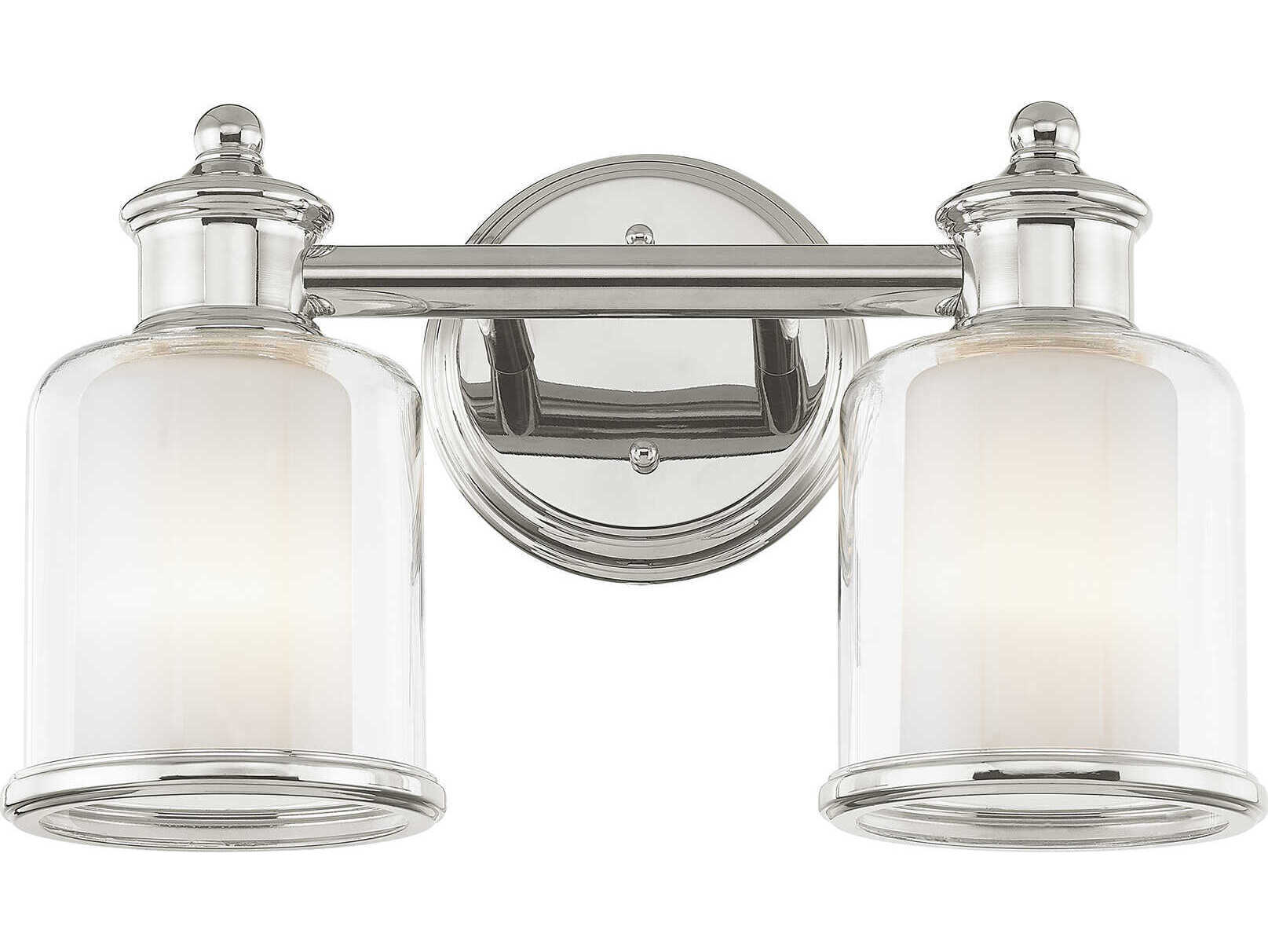 Livex Lighting Middlebush 2-Light Polished Nickel Glass Vanity Light