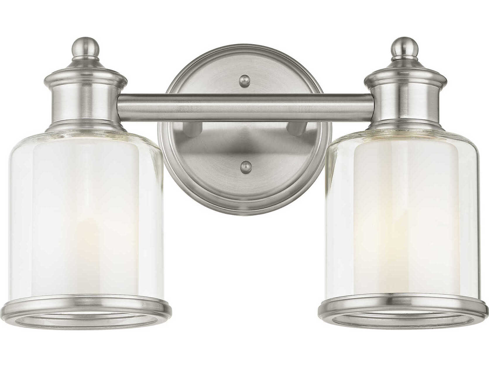 Livex Lighting Middlebush 2-Light Brushed Nickel Glass Vanity Light