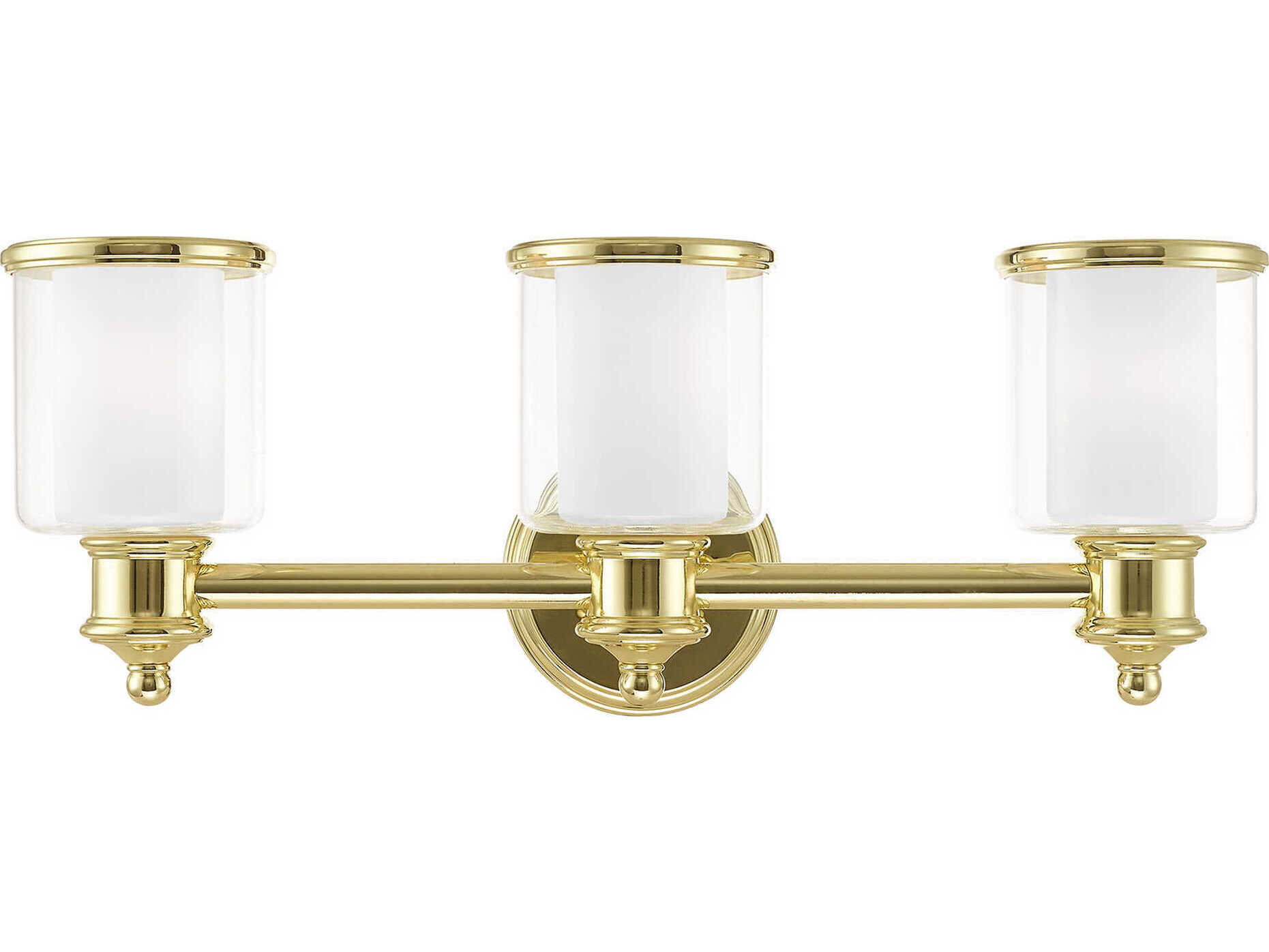 Livex Lighting Middlebush 3-Light Polished Brass Glass Vanity Light