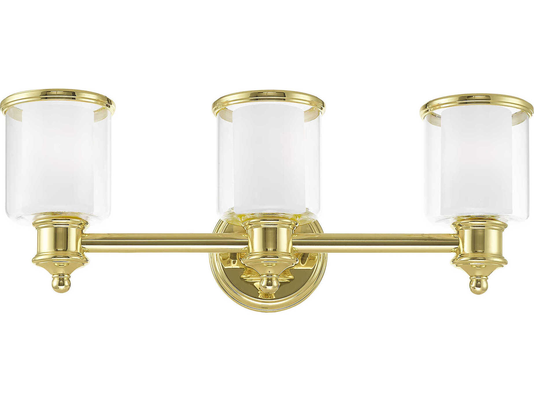 Livex Lighting Middlebush 3-Light Polished Brass Glass Vanity Light
