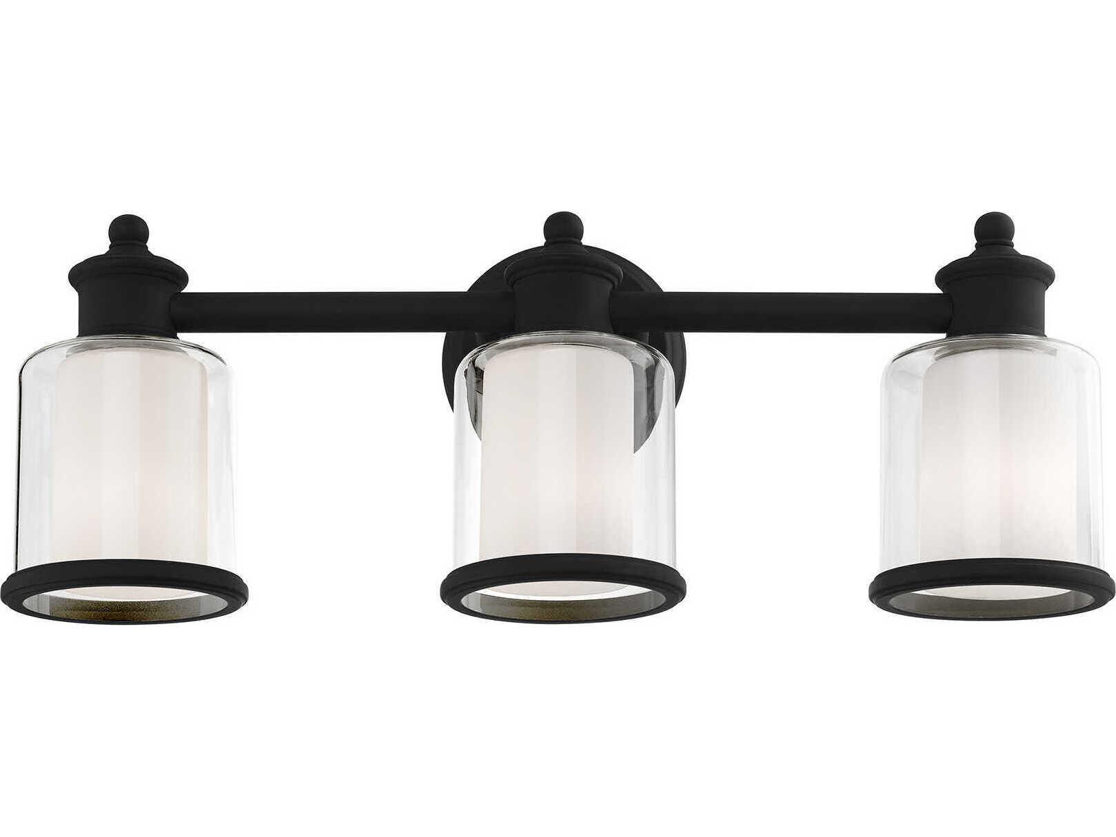 Livex Lighting Middlebush 3-Light Black Glass Vanity Light