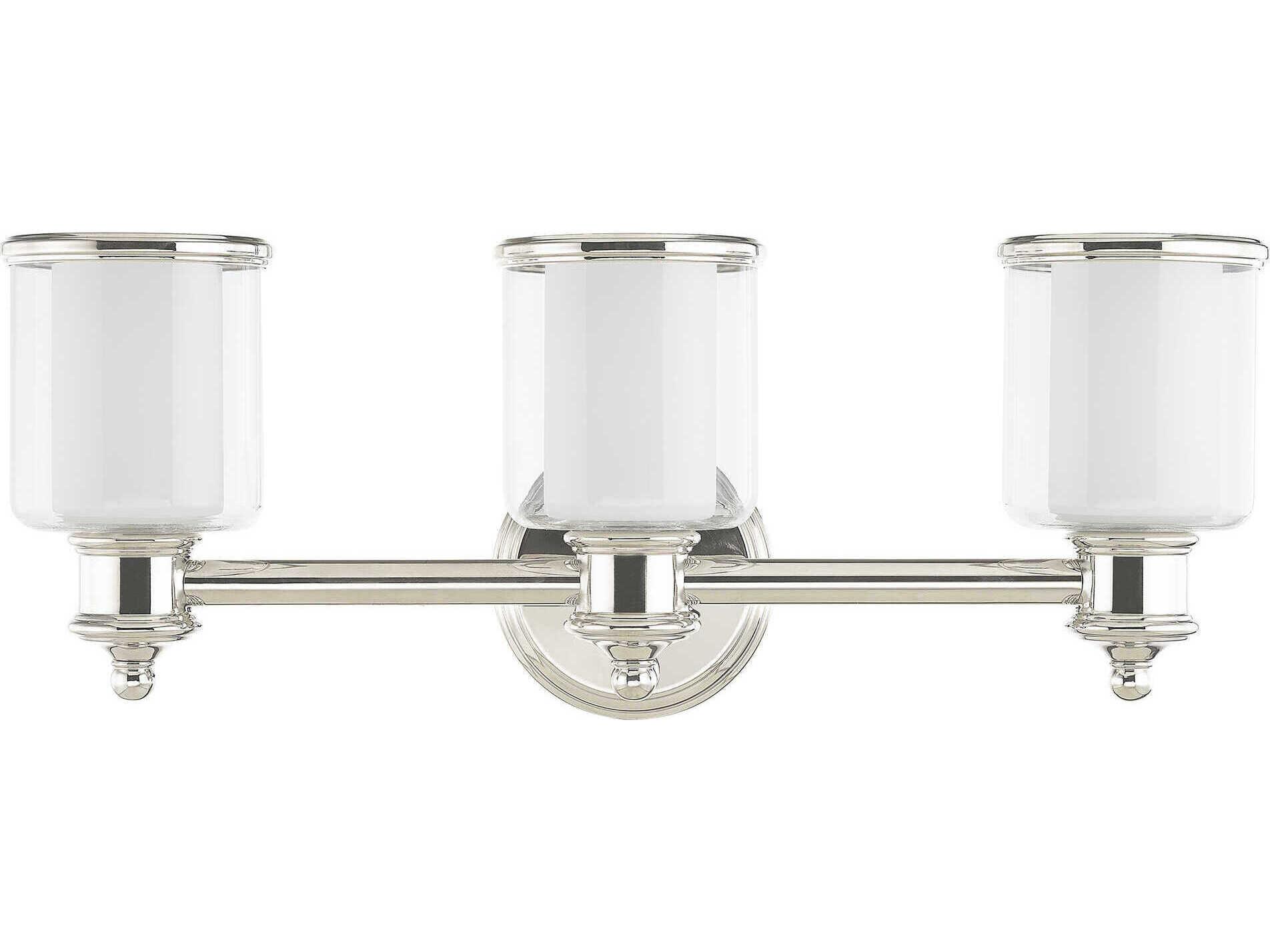 Livex Lighting Middlebush 3-Light Polished Nickel Glass Vanity Light