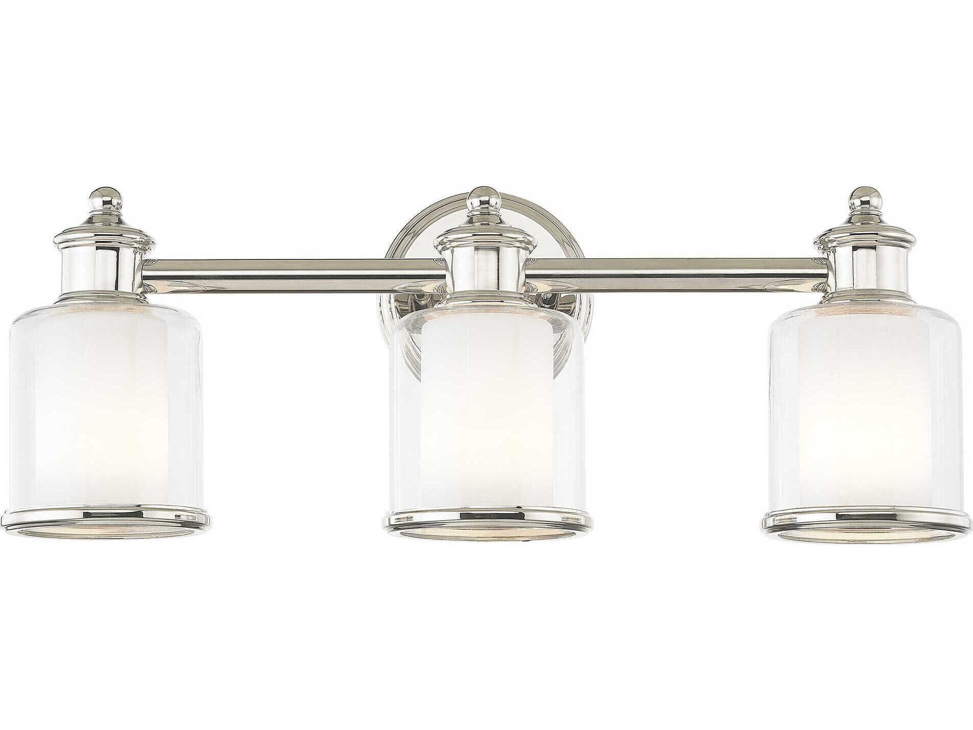 Livex Lighting Middlebush 3-Light Polished Nickel Glass Vanity Light