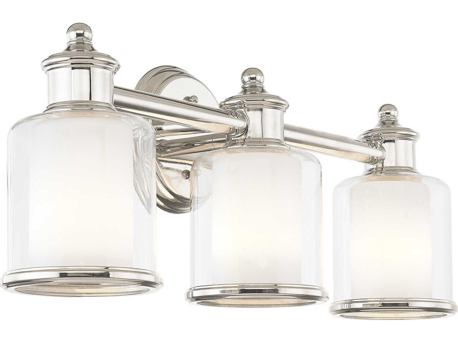 Livex Lighting Middlebush 3-Light Polished Nickel Glass Vanity Light