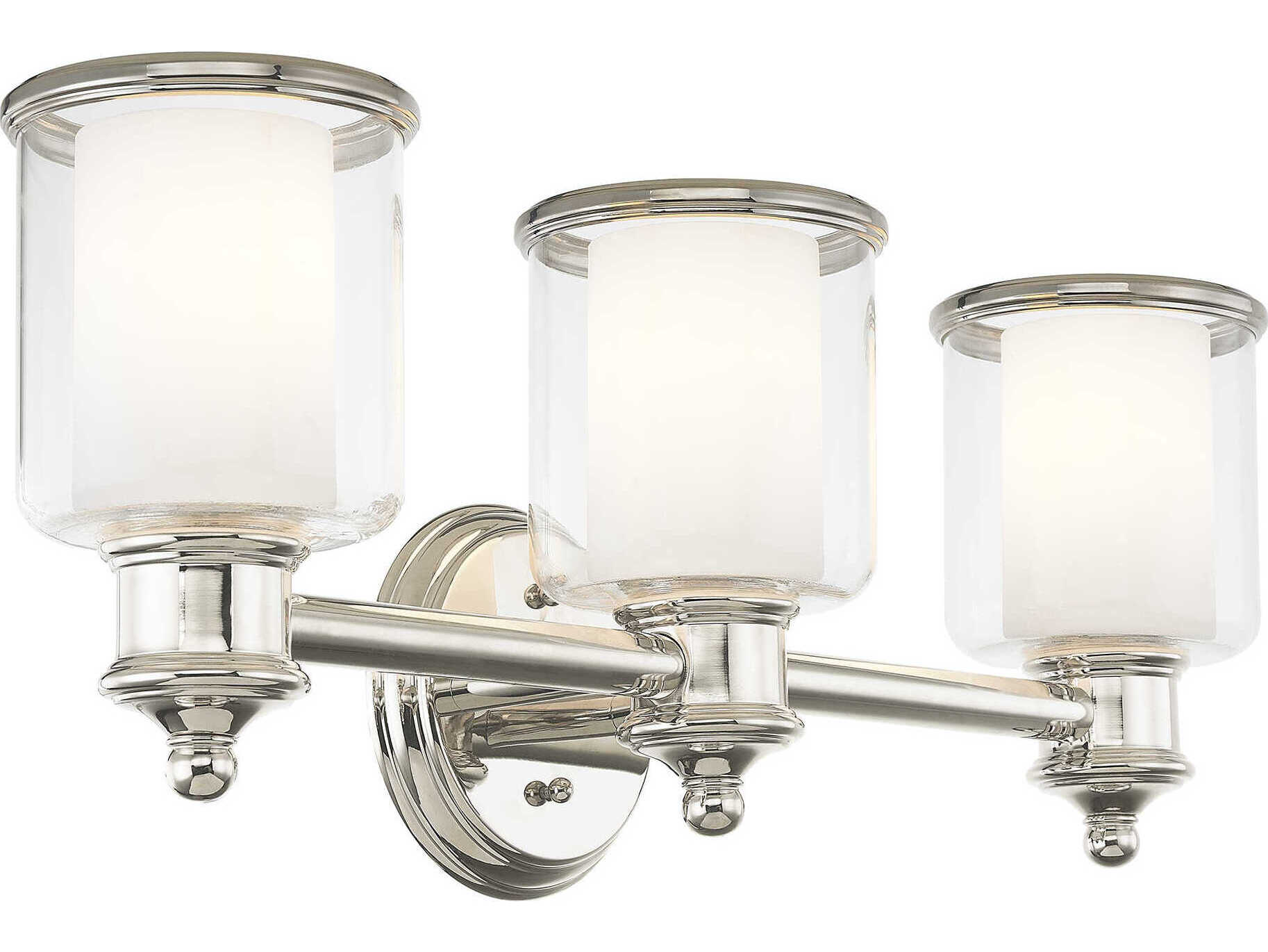 Livex Lighting Middlebush 3-Light Polished Nickel Glass Vanity Light