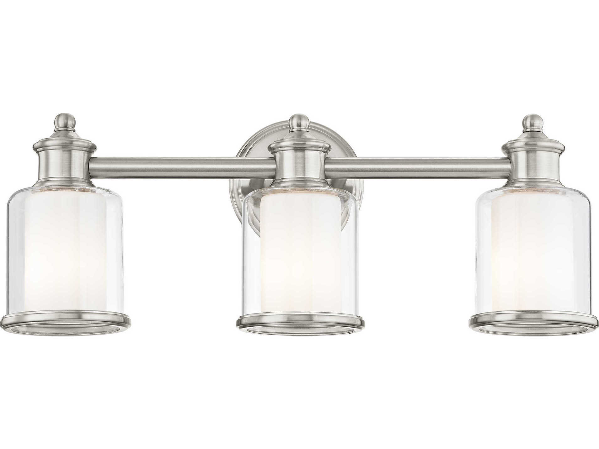 Livex Lighting Middlebush 3-Light Brushed Nickel Glass Vanity Light