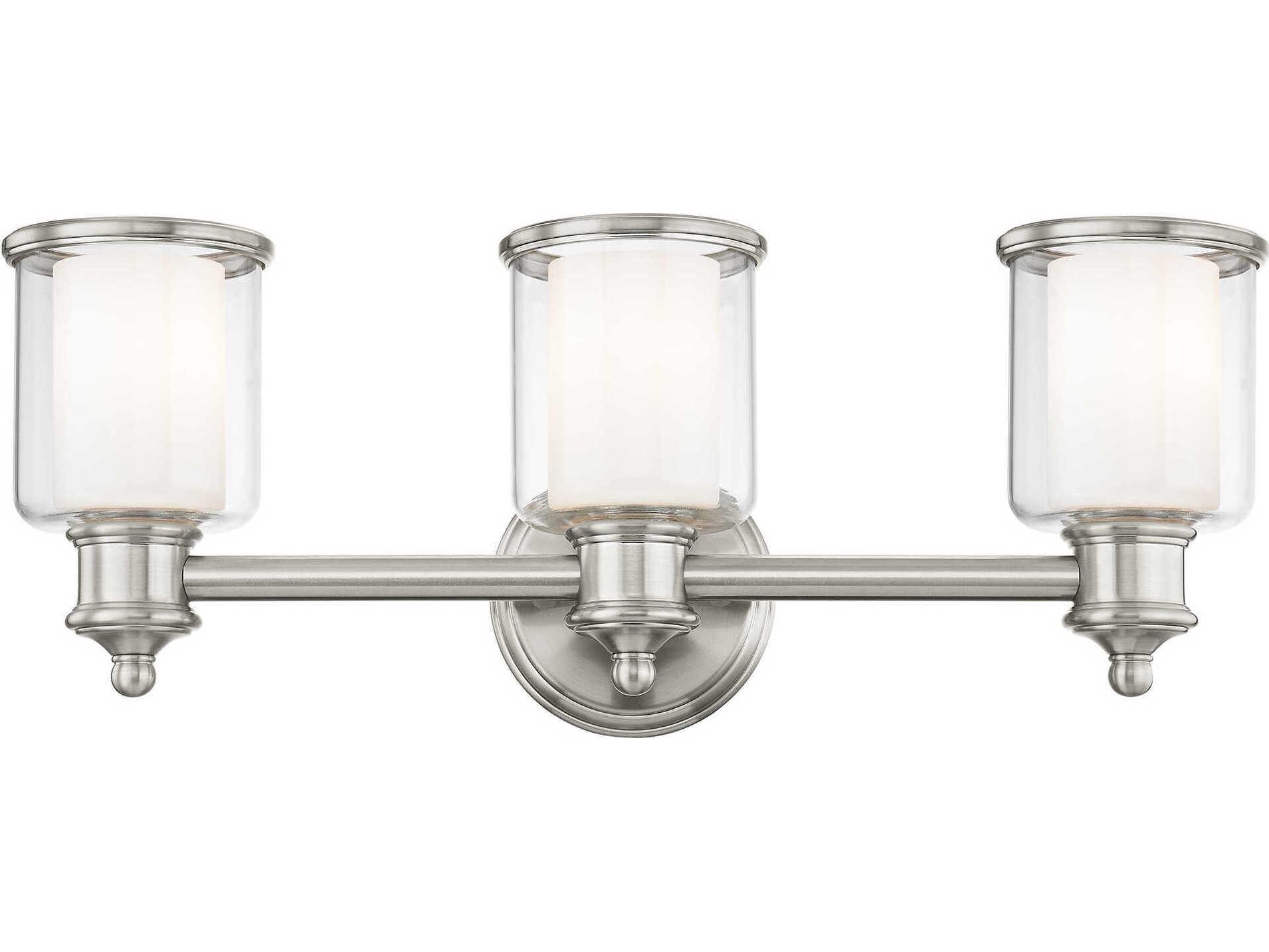 Livex Lighting Middlebush 3-Light Brushed Nickel Glass Vanity Light