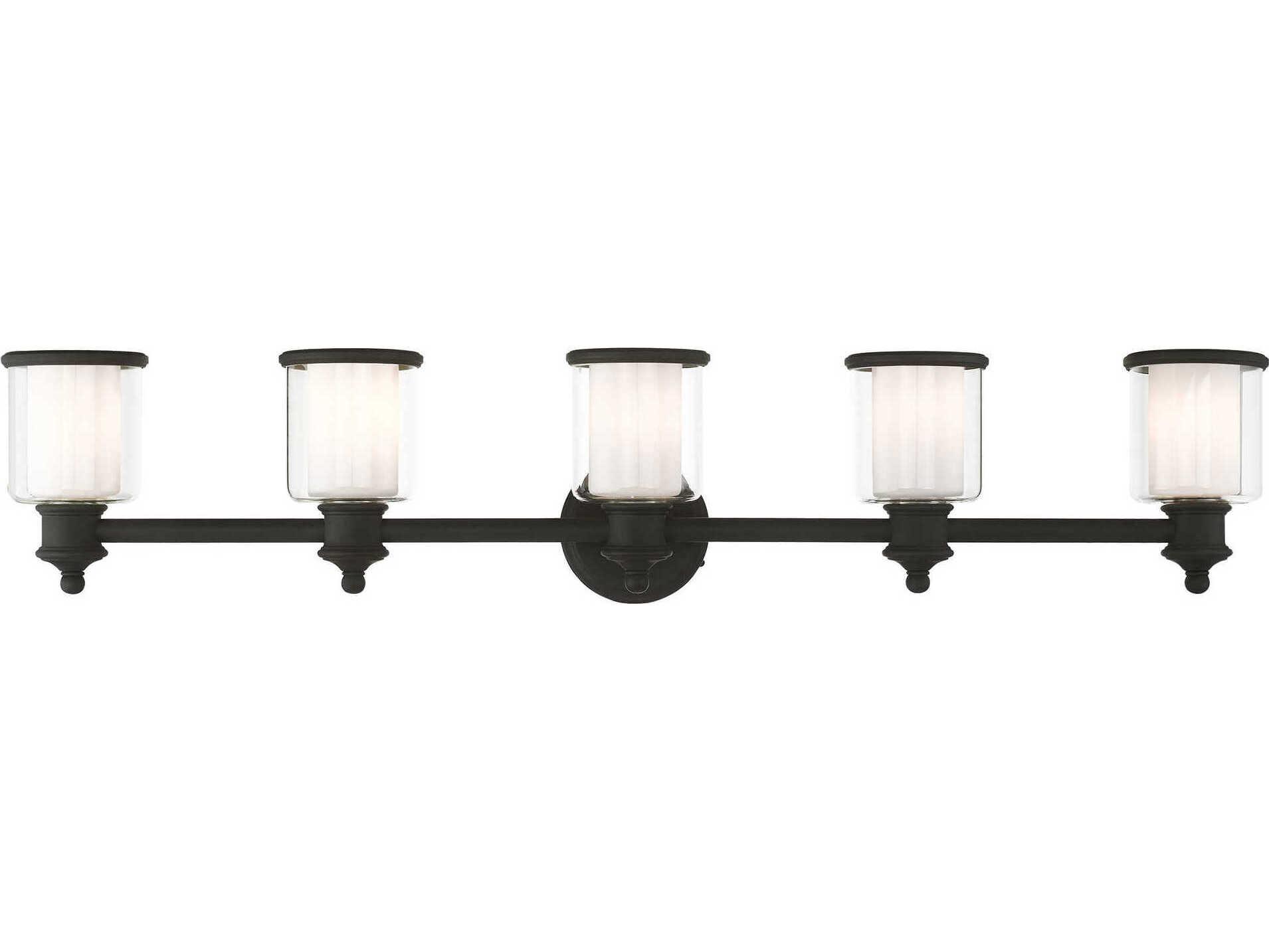 Livex Lighting Middlebush 5-Light Black Glass Vanity Light