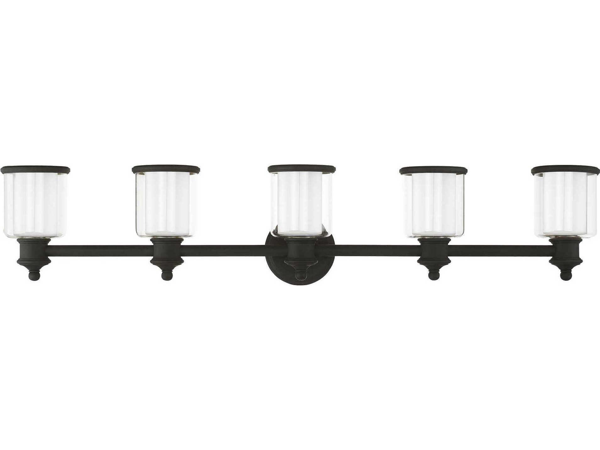 Livex Lighting Middlebush 5-Light Black Glass Vanity Light