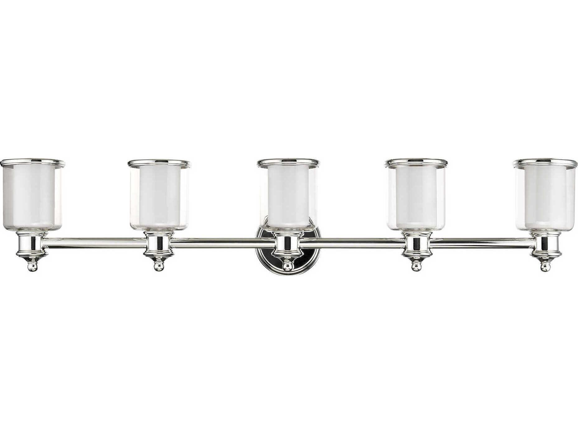 Livex Lighting Middlebush 5-Light Polished Nickel Glass Vanity Light