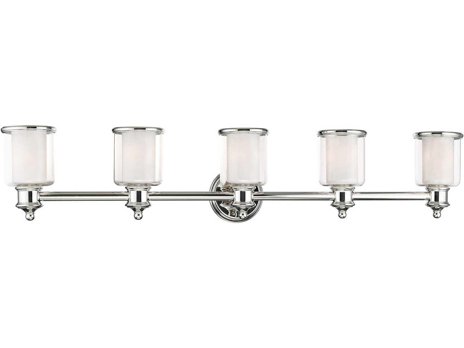Livex Lighting Middlebush 5-Light Polished Nickel Glass Vanity Light