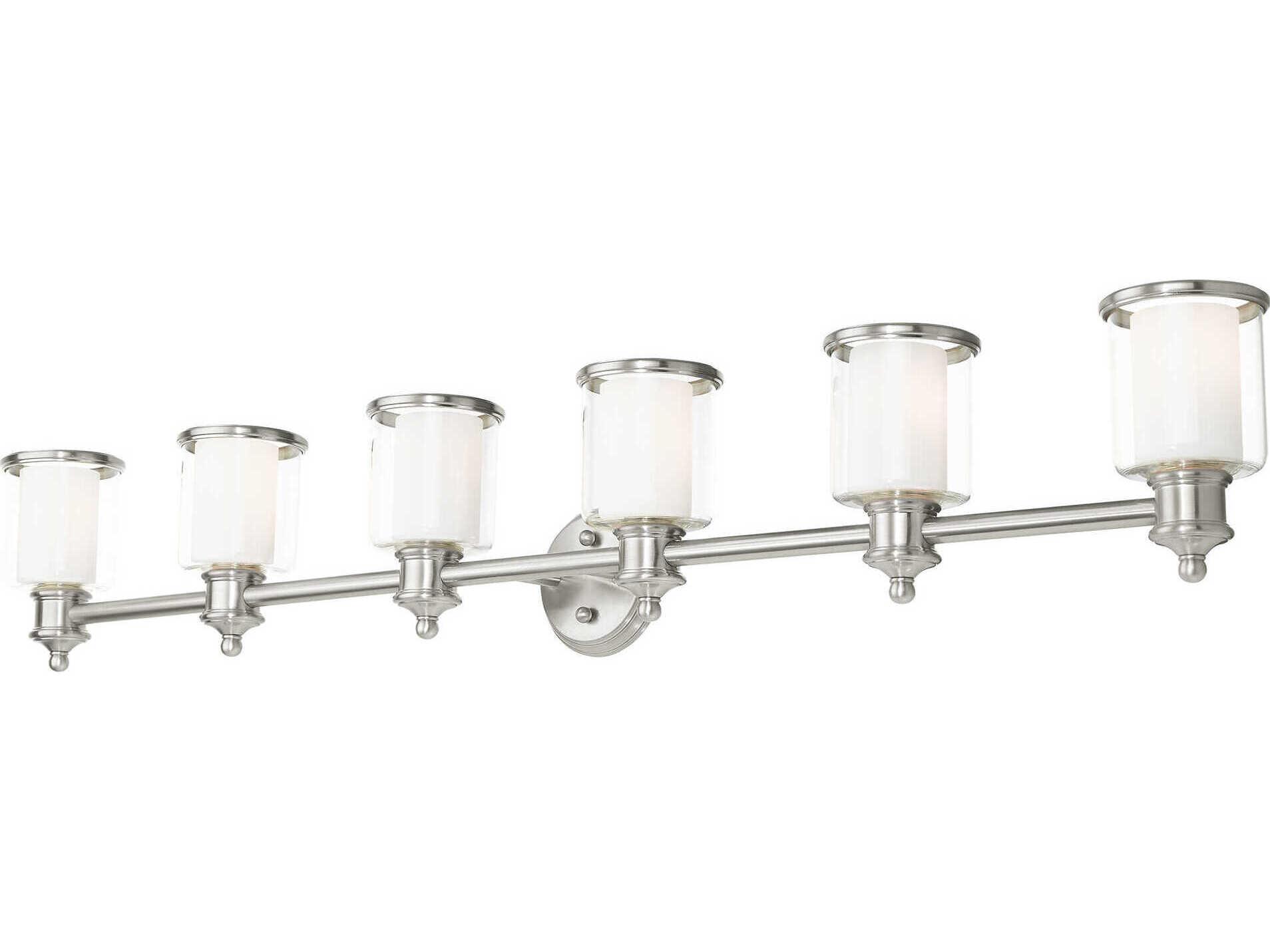 Livex Lighting Middlebush 6-Light Brushed Nickel Glass Vanity Light