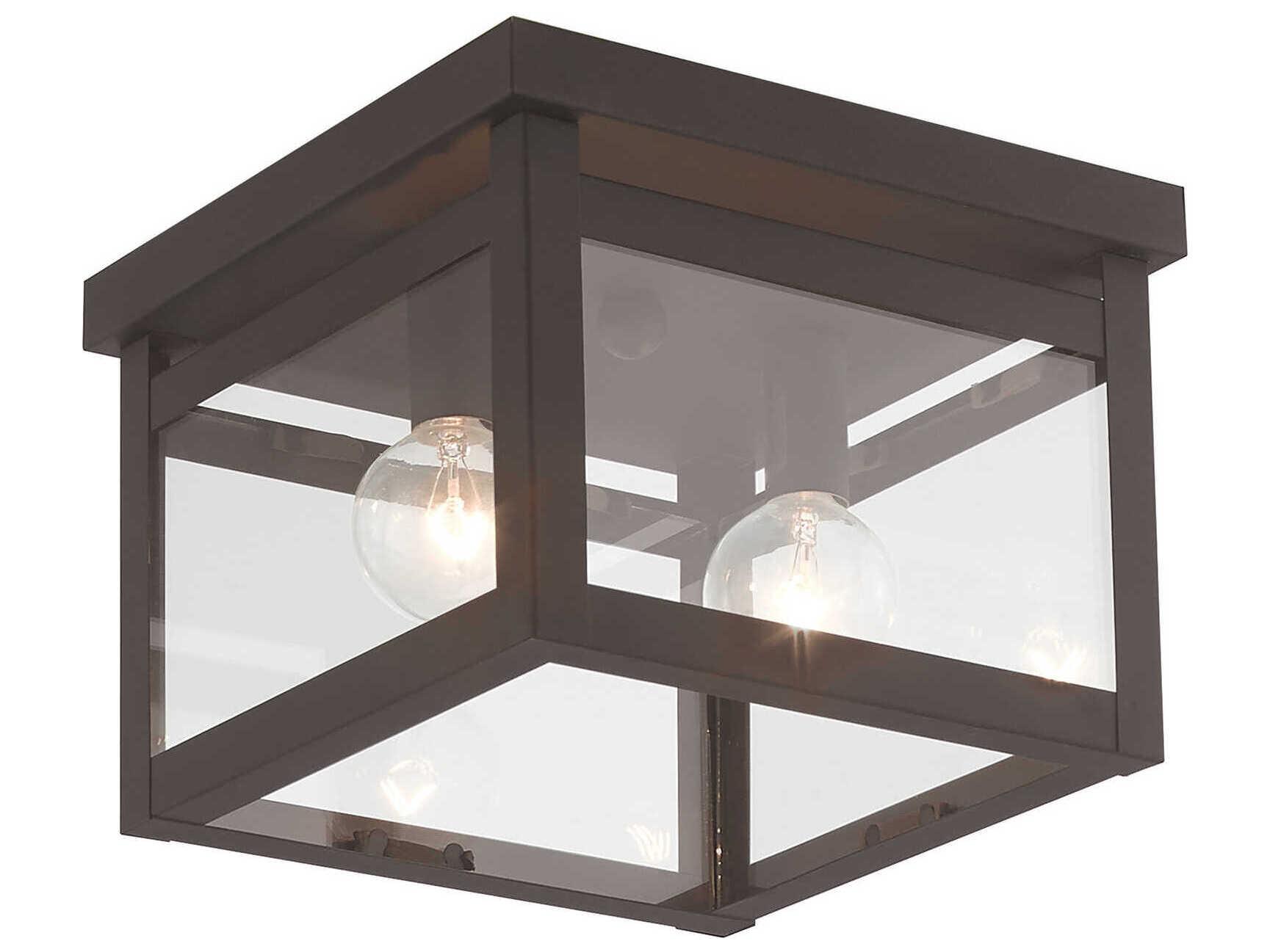 Livex Lighting Milford 2-Light Bronze Glass Flush Mount