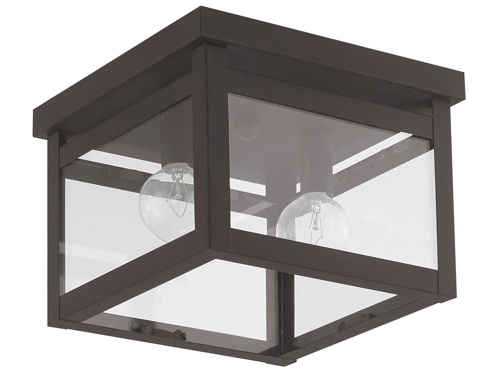 Livex Lighting Milford 2-Light Bronze Glass Flush Mount