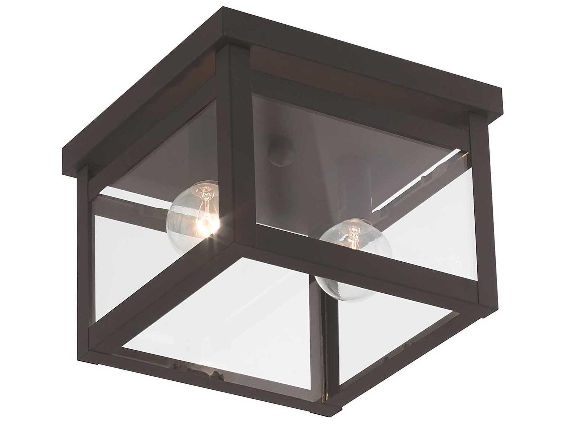 Livex Lighting Milford 2-Light Bronze Glass Flush Mount