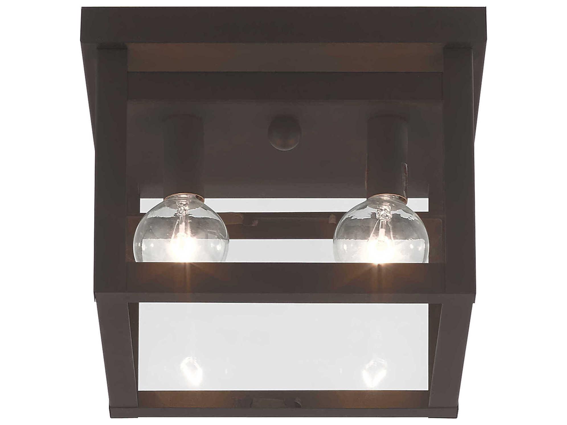 Livex Lighting Milford 2-Light Bronze Glass Flush Mount