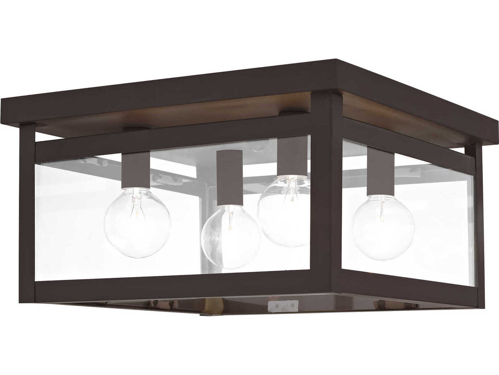 Livex Lighting Milford 4-Light Bronze Glass Flush Mount