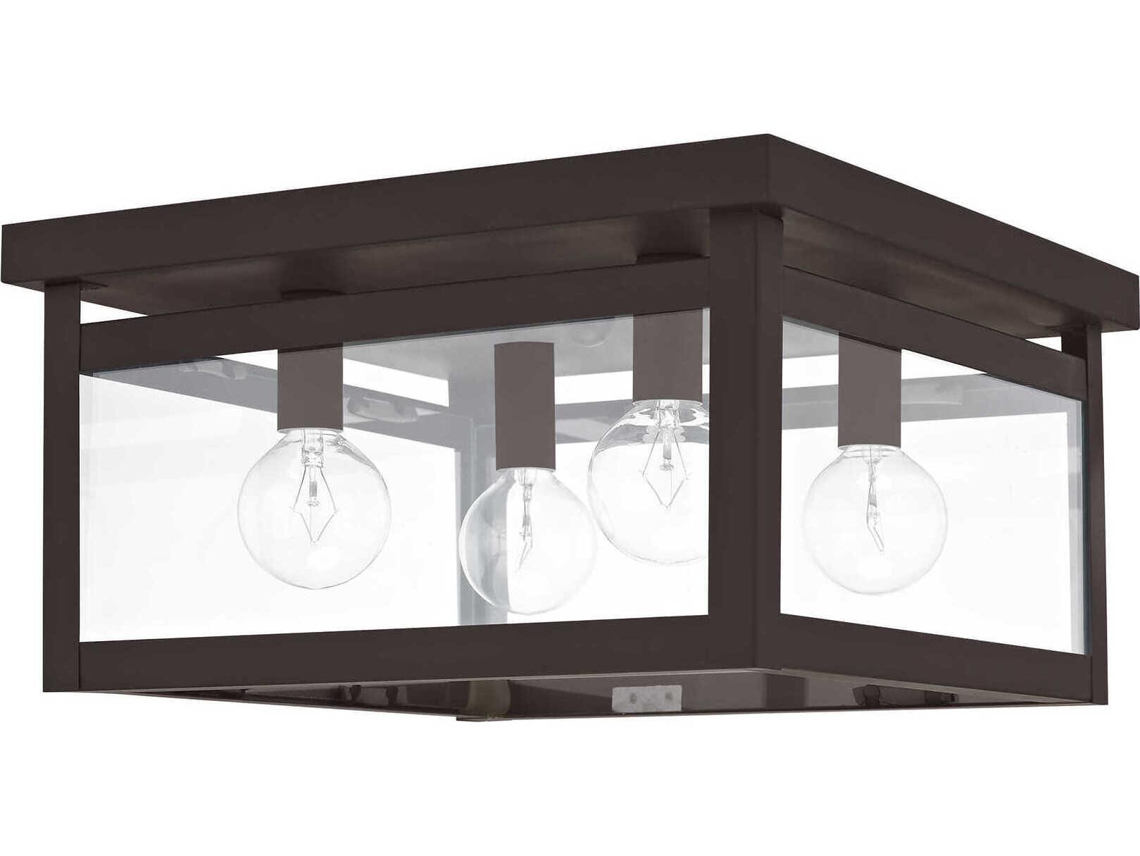 Livex Lighting Milford 4-Light Bronze Glass Flush Mount