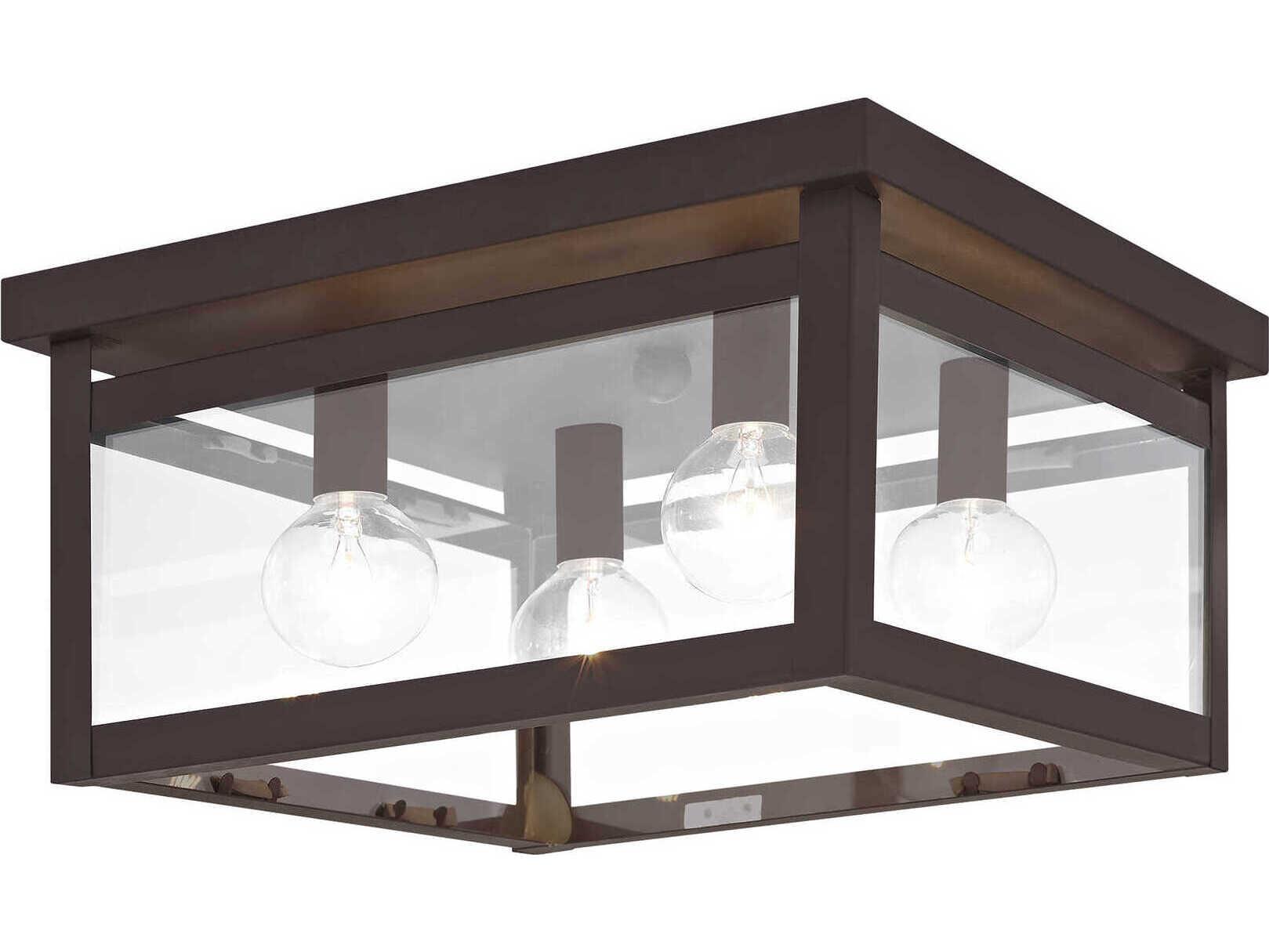 Livex Lighting Milford 4-Light Bronze Glass Flush Mount