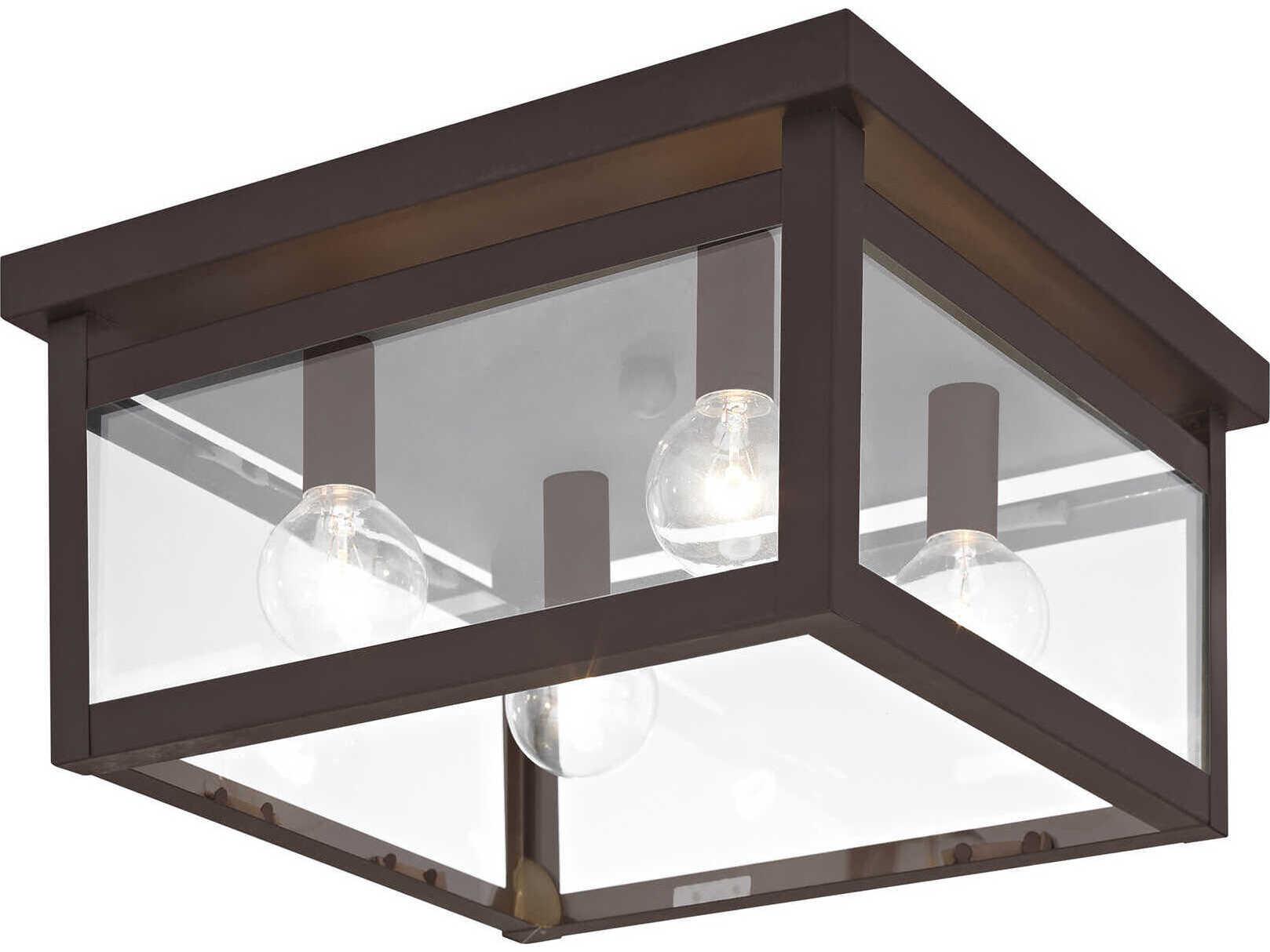 Livex Lighting Milford 4-Light Bronze Glass Flush Mount