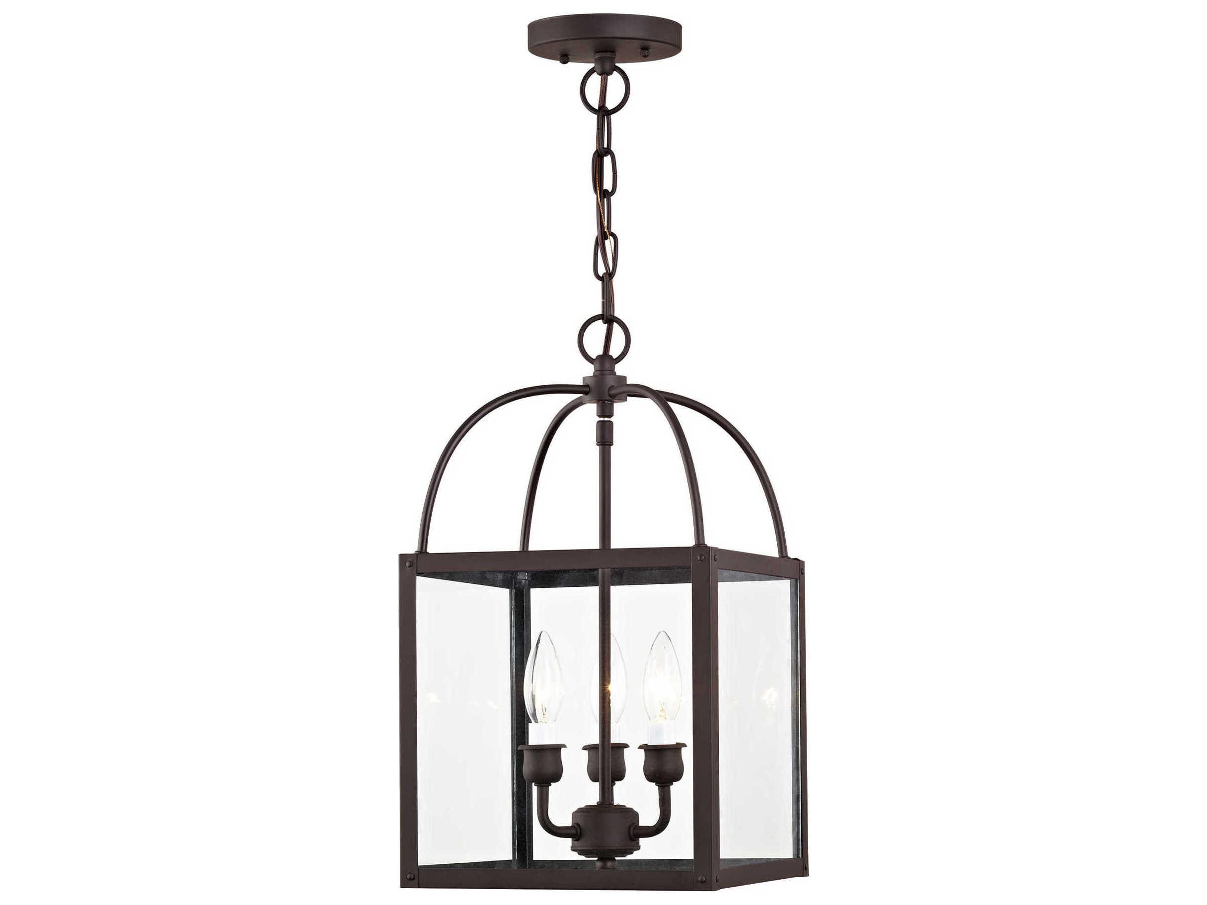 Livex Lighting Milford 3-Light Bronze Glass Candelabra Lantern Chandelier